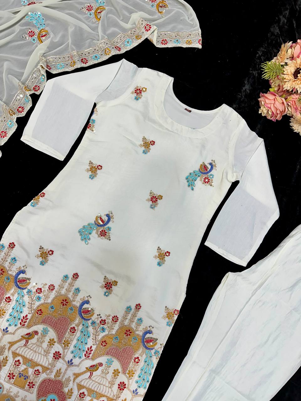 Designer Party Wear Top Pent And Dupatta