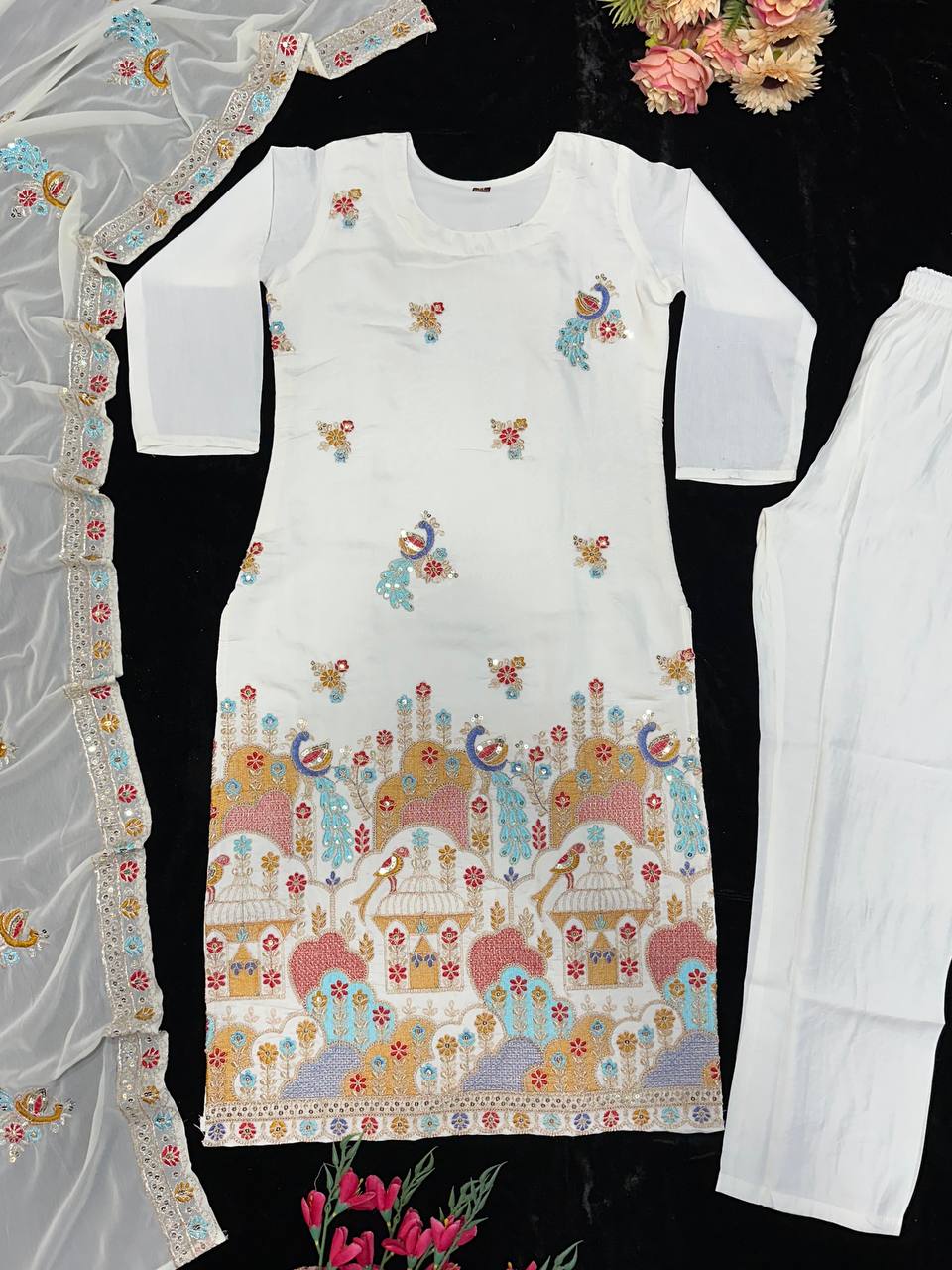 Designer Party Wear Top Pent And Dupatta