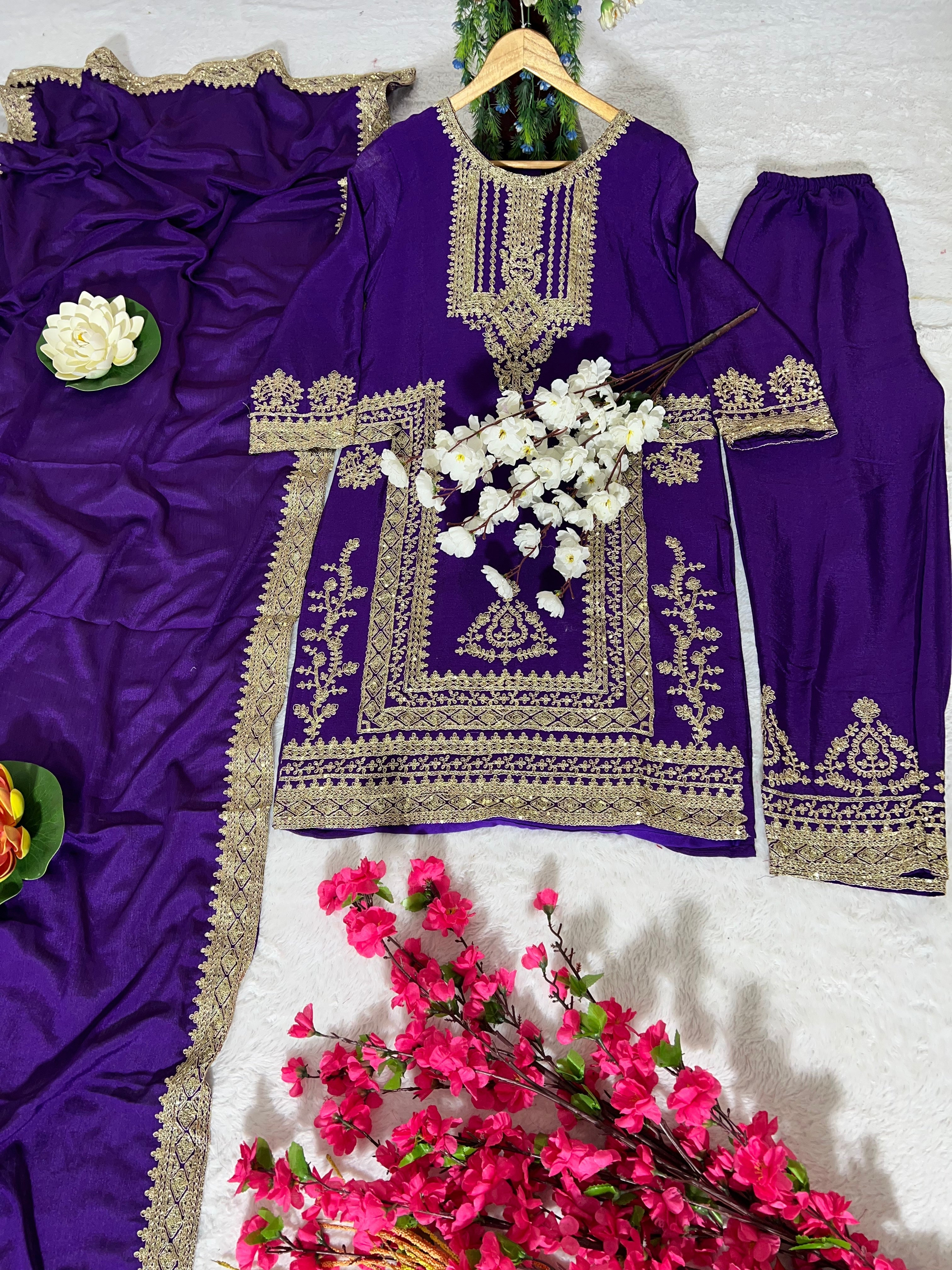 डिज़ाइनर पार्टी वियर टॉप-बॉटम और खूबसूरत दुपट्टा