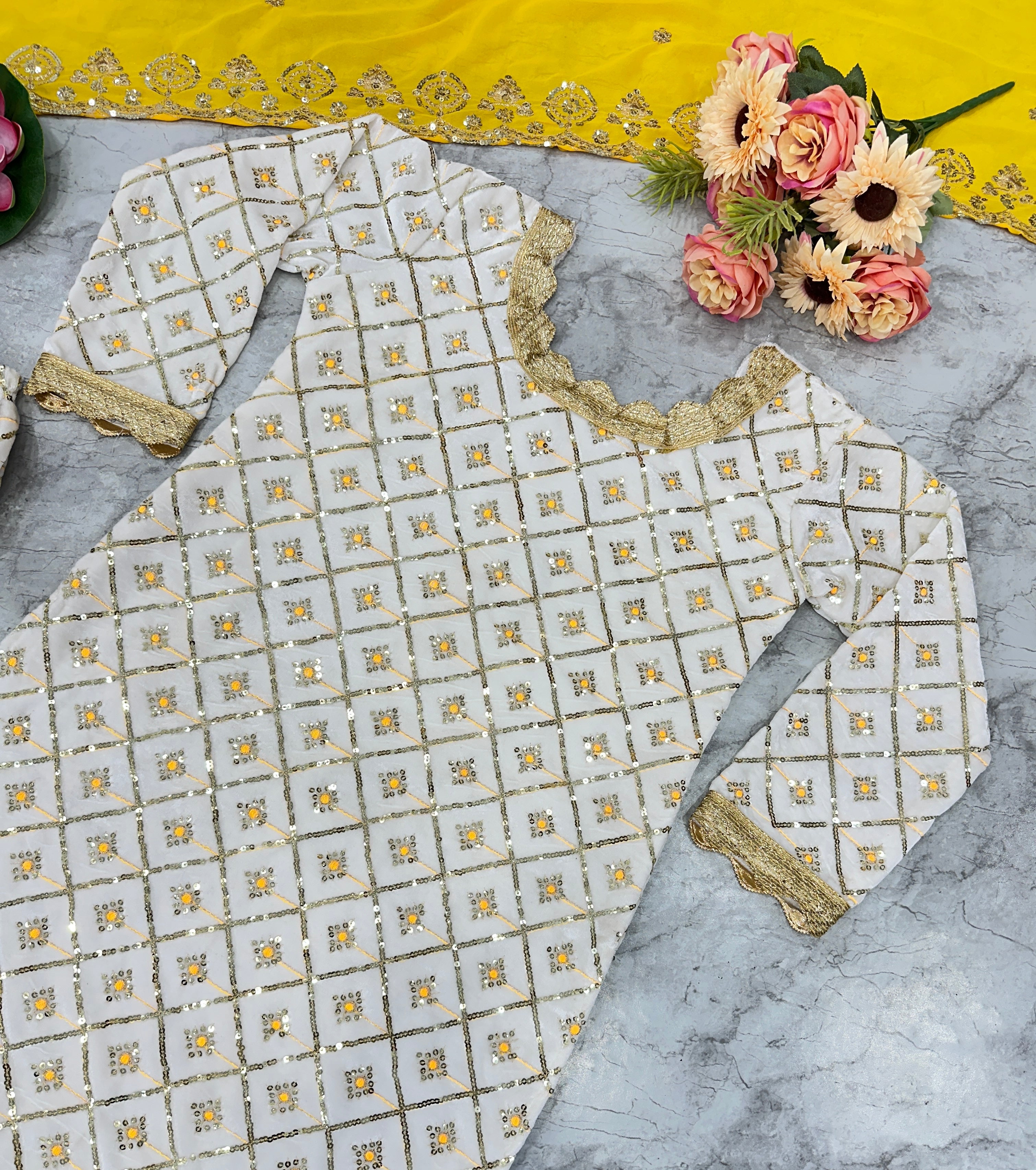 Beautiful Party Wear Top Bottom And Dupatta With Embroidery Work