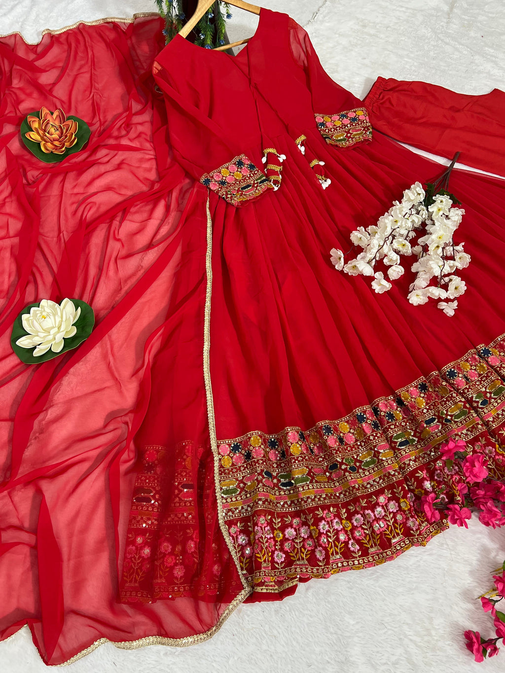 Party Wear Beautiful Anarkali Gown, Pent And Dupatta