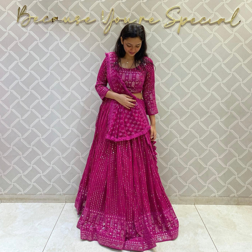 Party Wear Designer Lehenga Choli With Fancy Border Lace Work