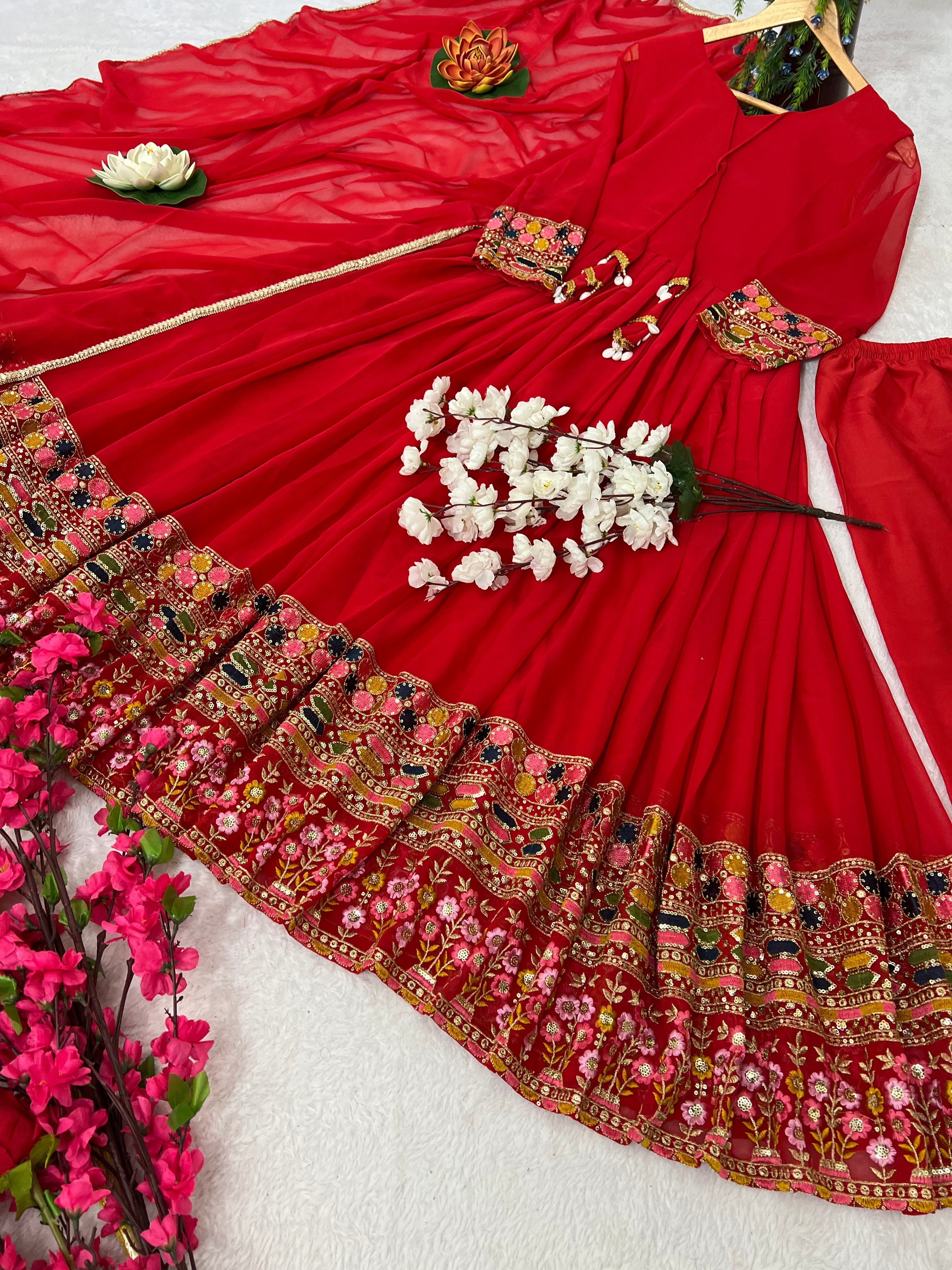 Party Wear Beautiful Anarkali Gown, Pent And Dupatta