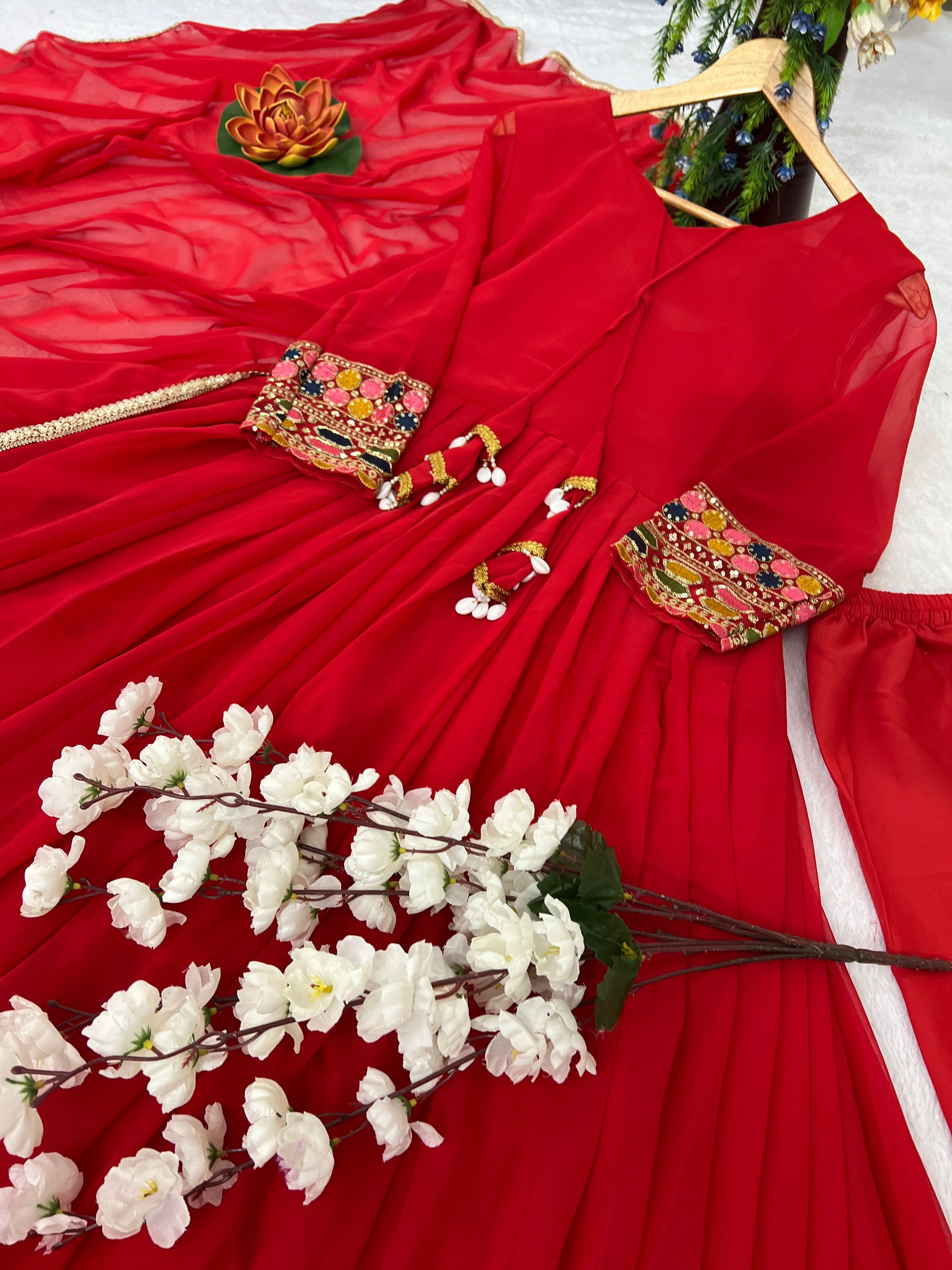 Party Wear Beautiful Anarkali Gown, Pent And Dupatta