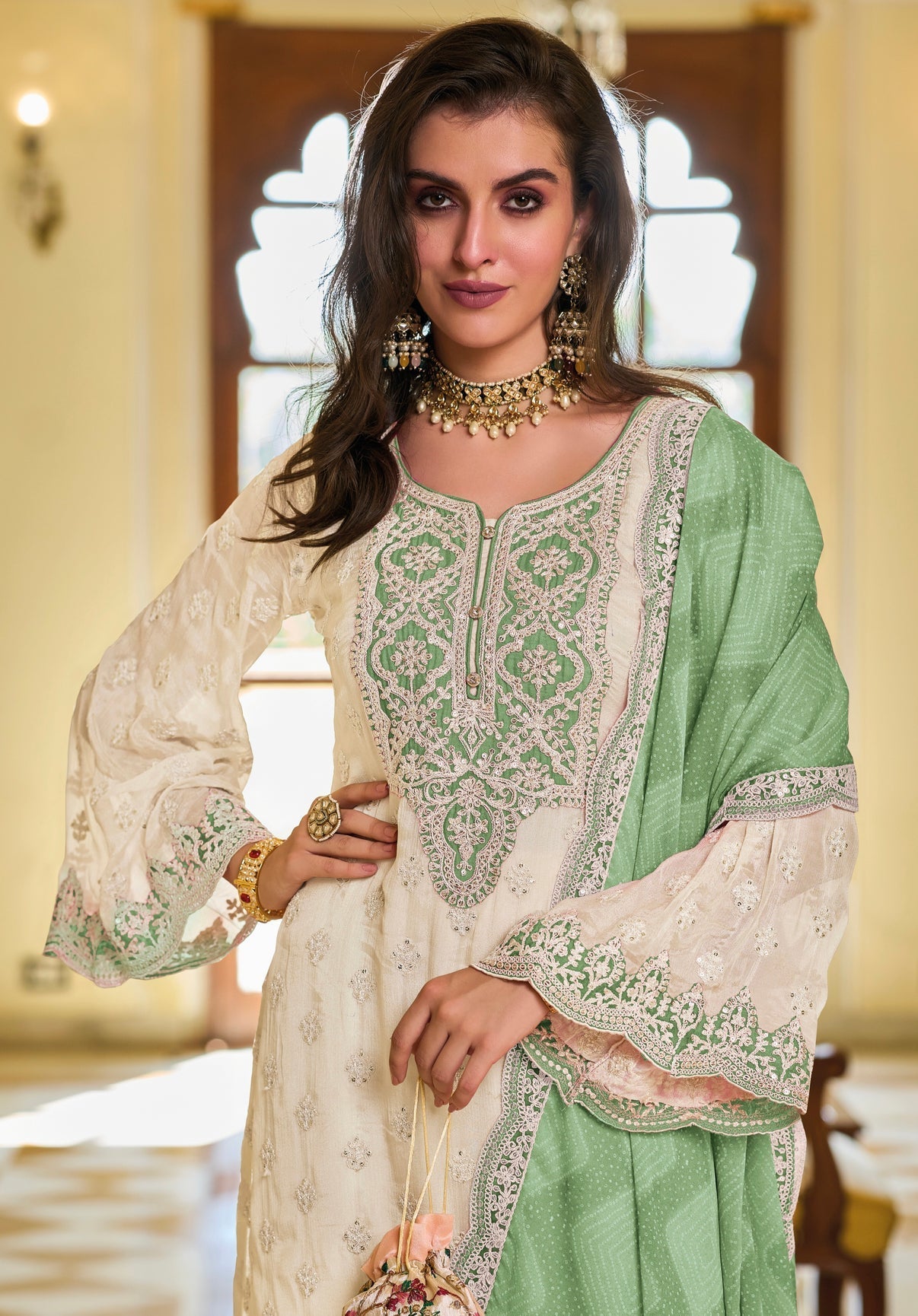 Beautiful Party Wear Top And Plazzo With Dupatta