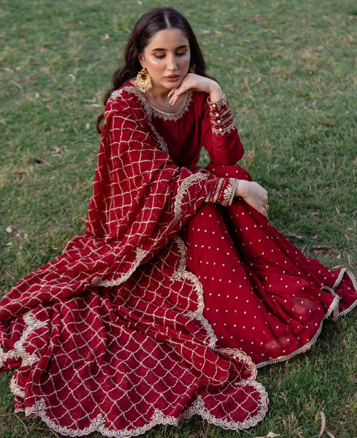 Beautiful Party Wear Top And Sharara With Dupatta With Embroidery Work