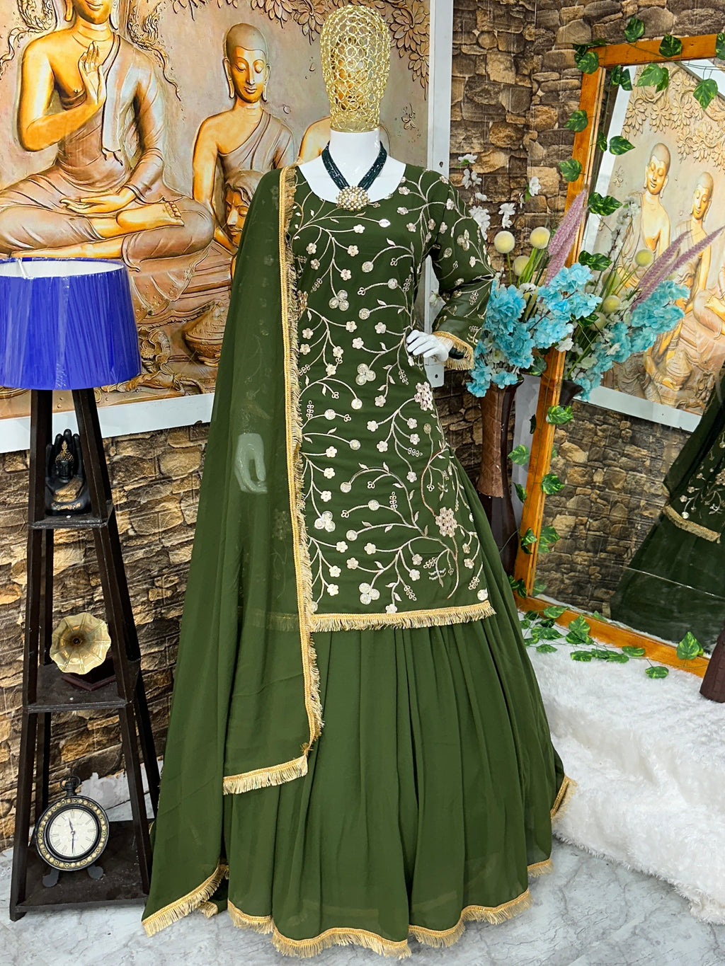 Beautiful Party Wear Look Top And Lehenga With Dupatta