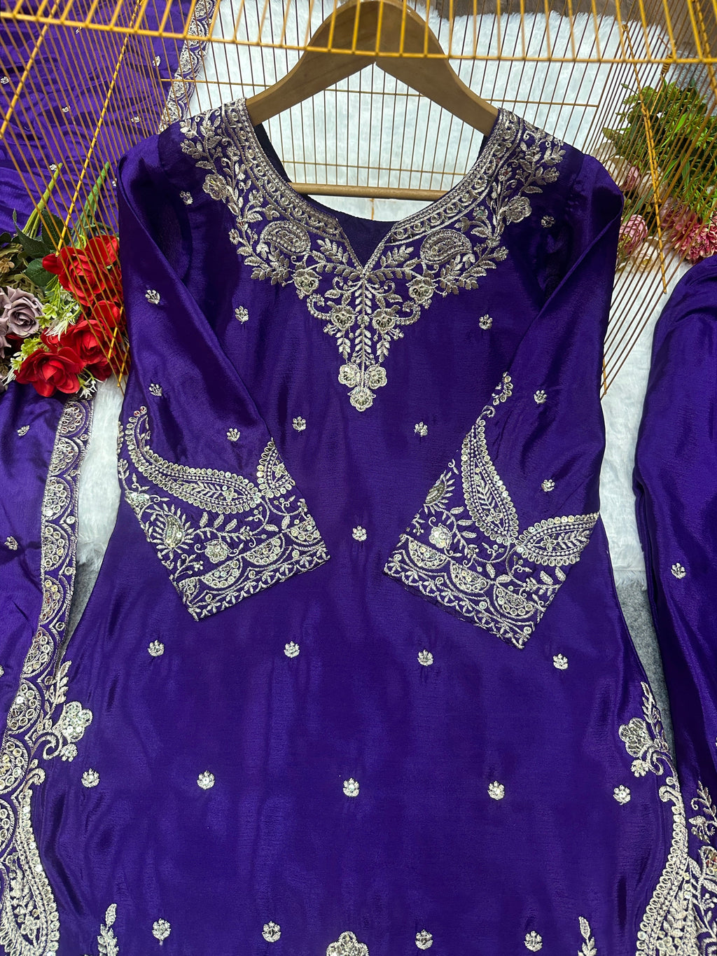 डिज़ाइनर पार्टी वियर टॉप बॉटम और दुपट्टा