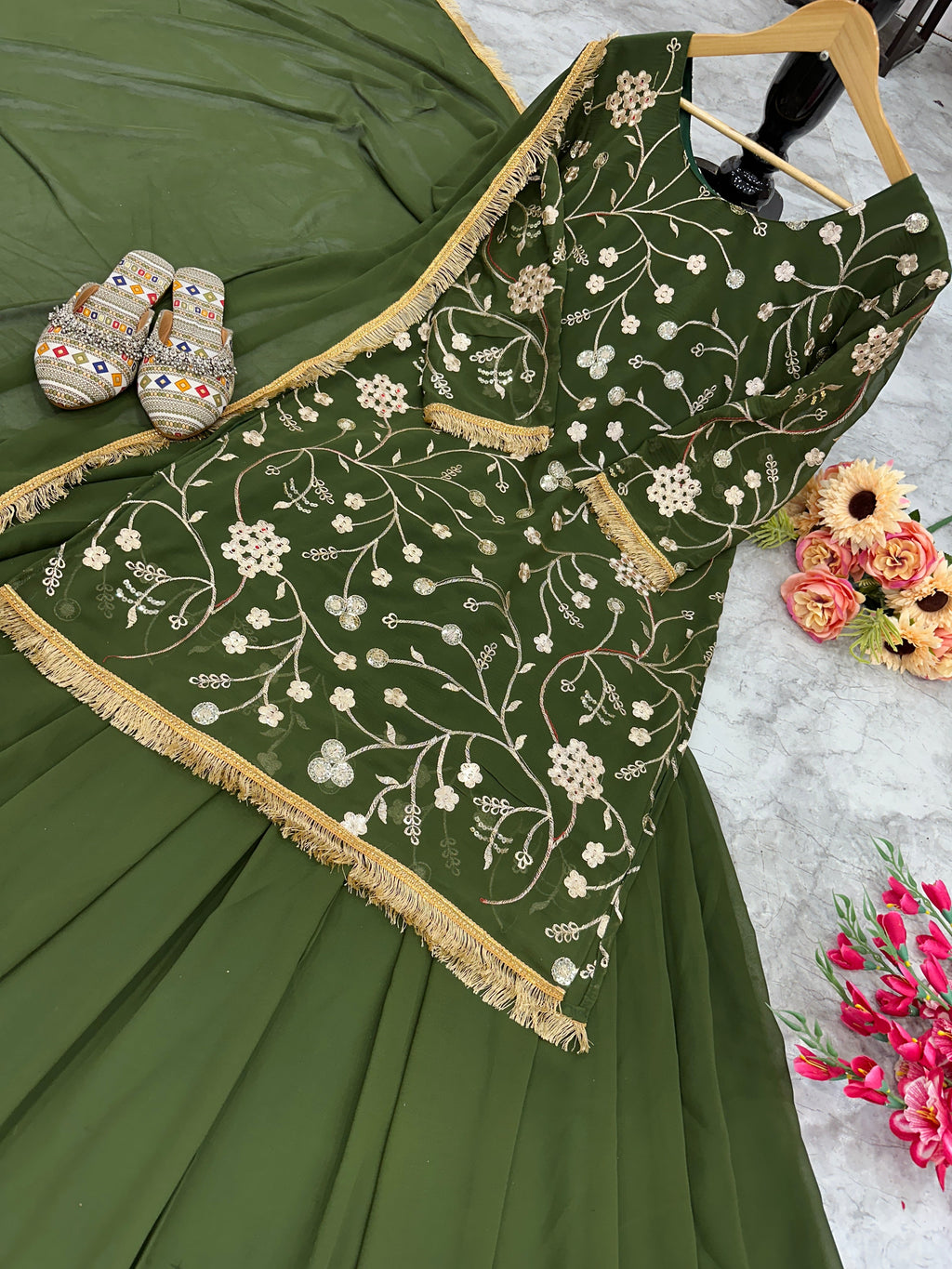 Beautiful Party Wear Look Top And Lehenga With Dupatta