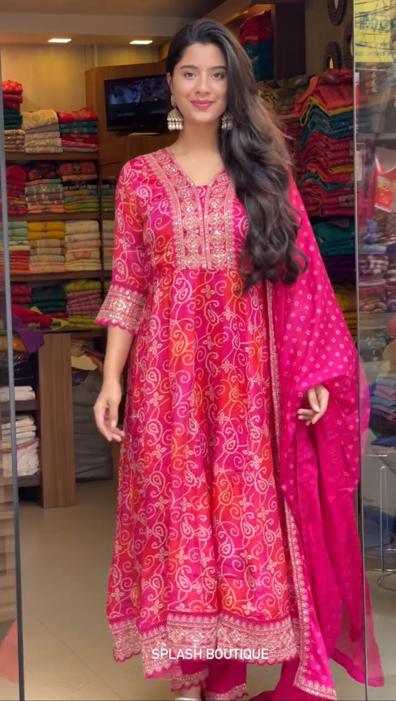 Designer Anarkali Gown -Pent And Dupatta With Digital Print