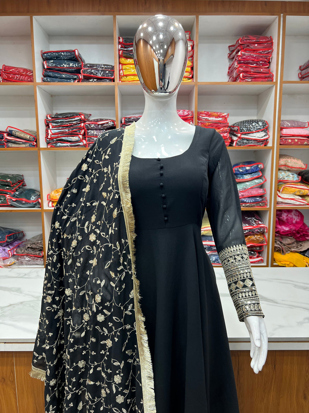 Designer Party Wear Anarkali Gown Pent And Dupatta