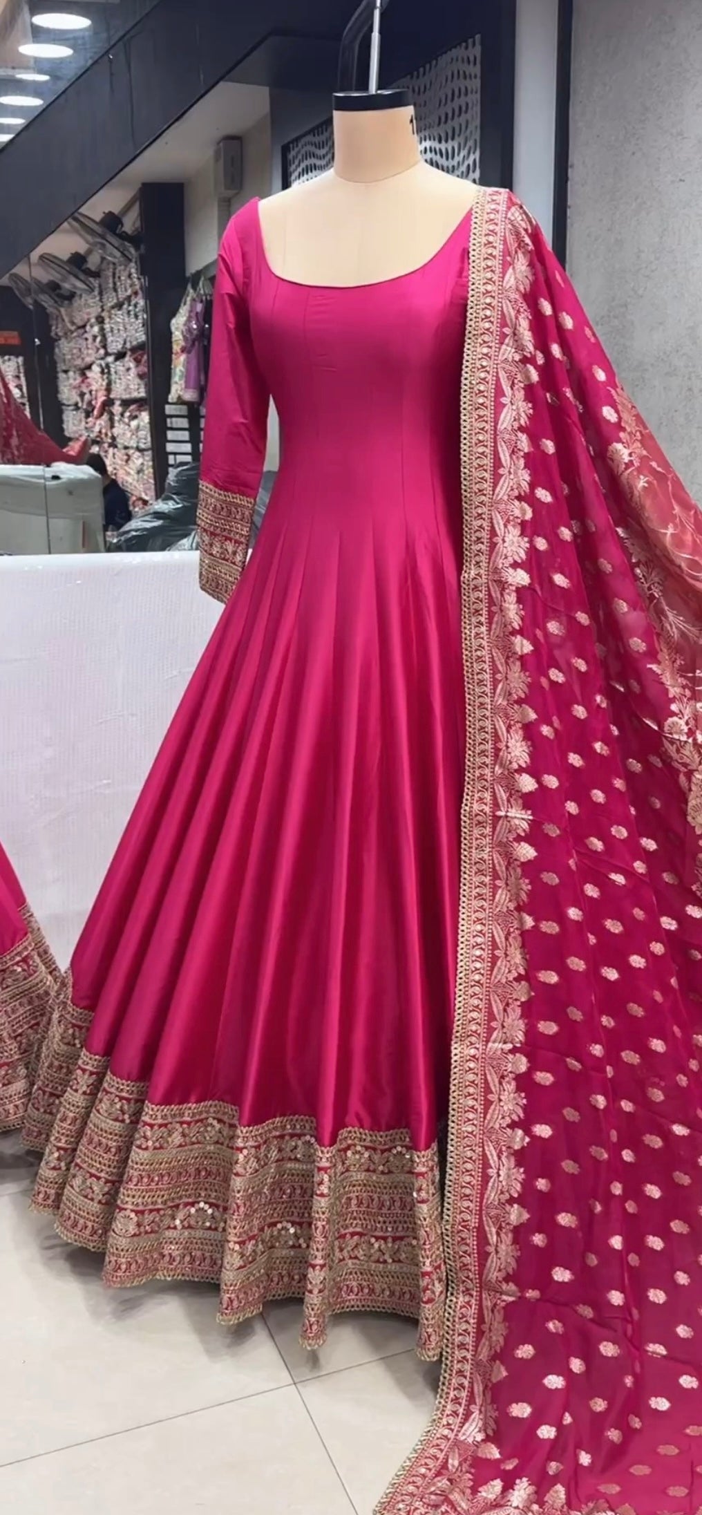 Designer Party Wear Look Full Heavy Embroidery Sequence Work Gown With Pent And Dupatta