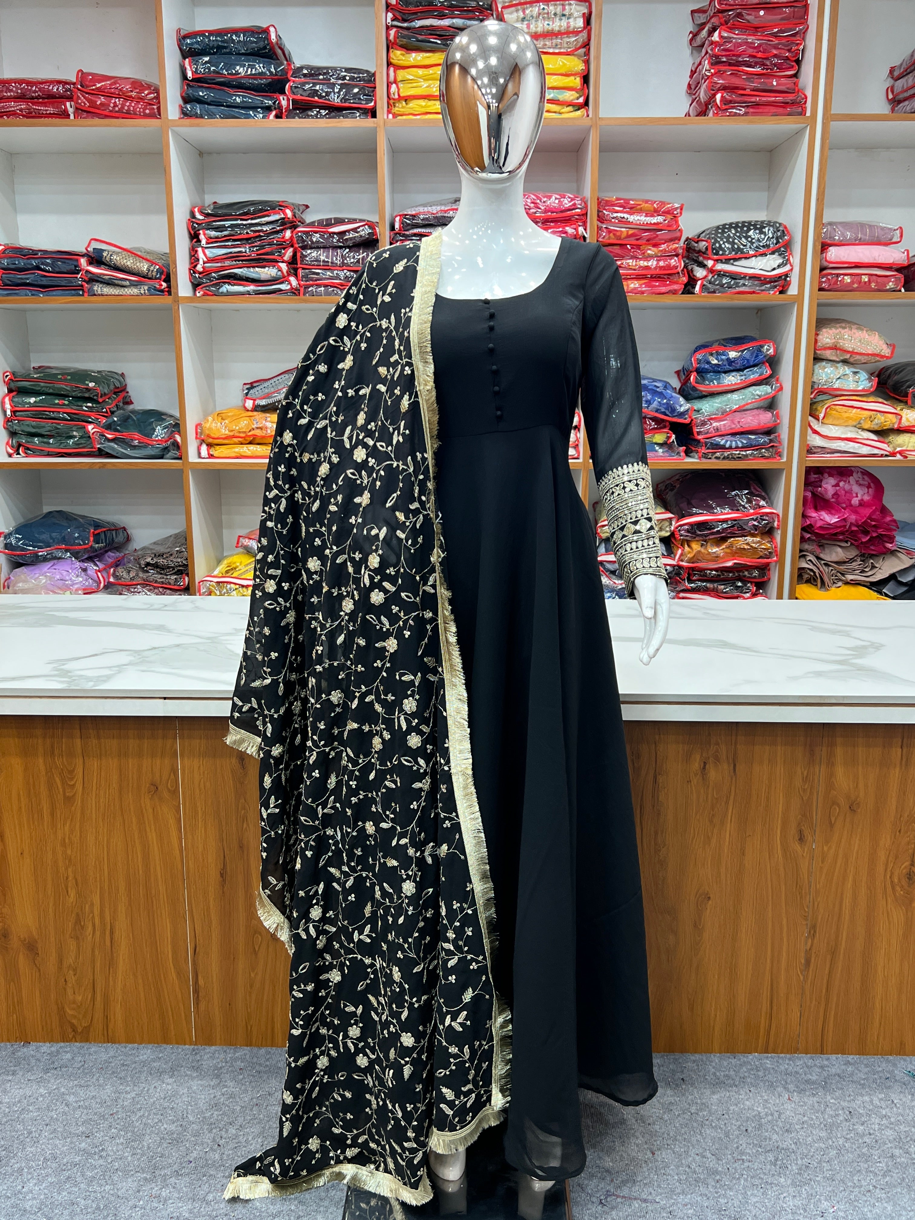 Designer Party Wear Anarkali Gown Pent And Dupatta