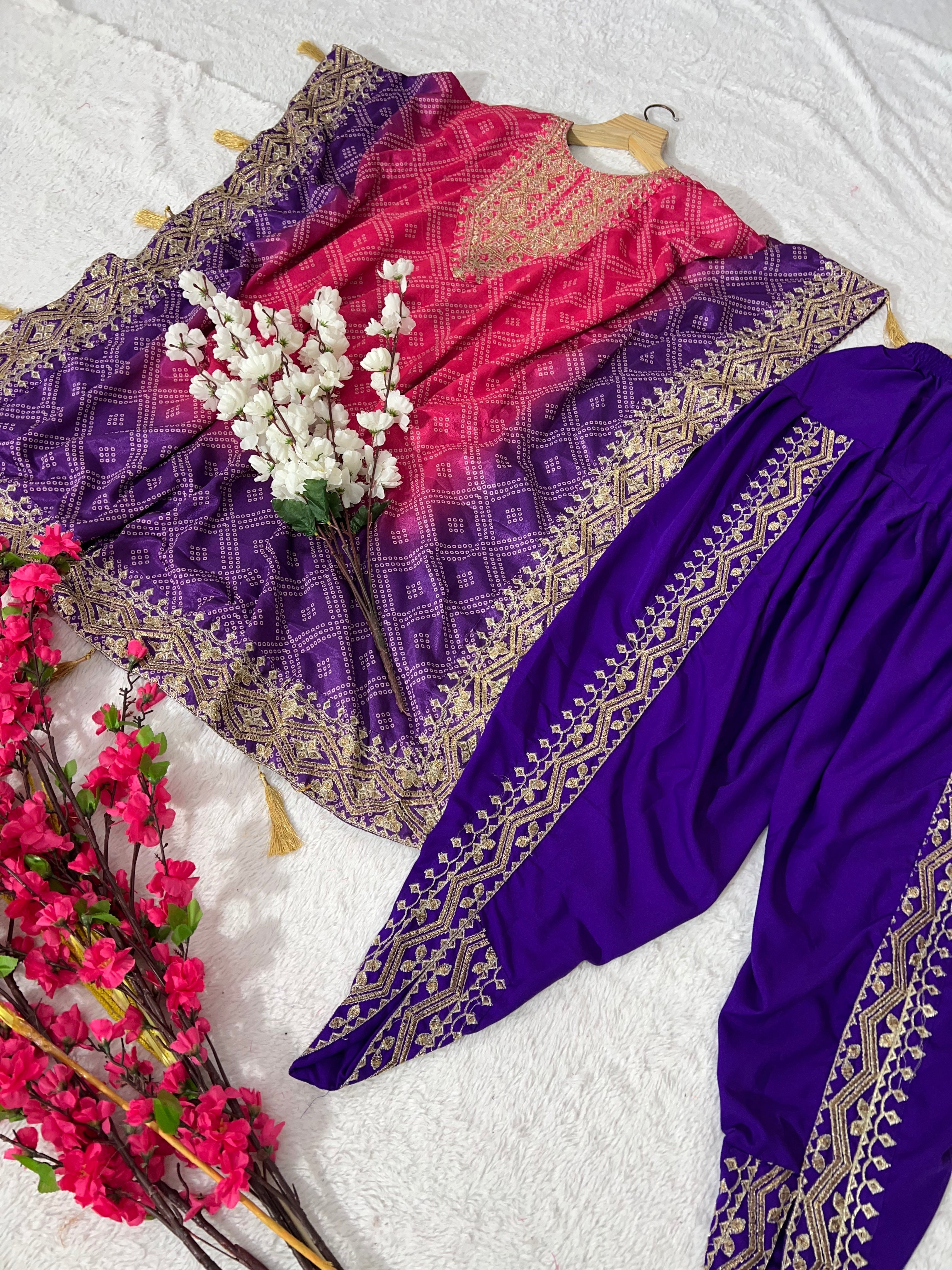 डिजिटल प्रिंट के साथ पार्टी वियर सुंदर टॉप-बॉटम