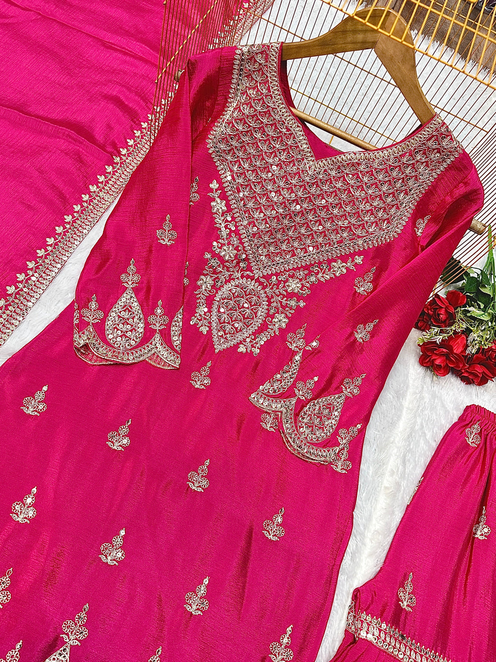 डिज़ाइनर पार्टी वियर लुक टॉप और प्लाज़ो फैंसी दुपट्टे के साथ