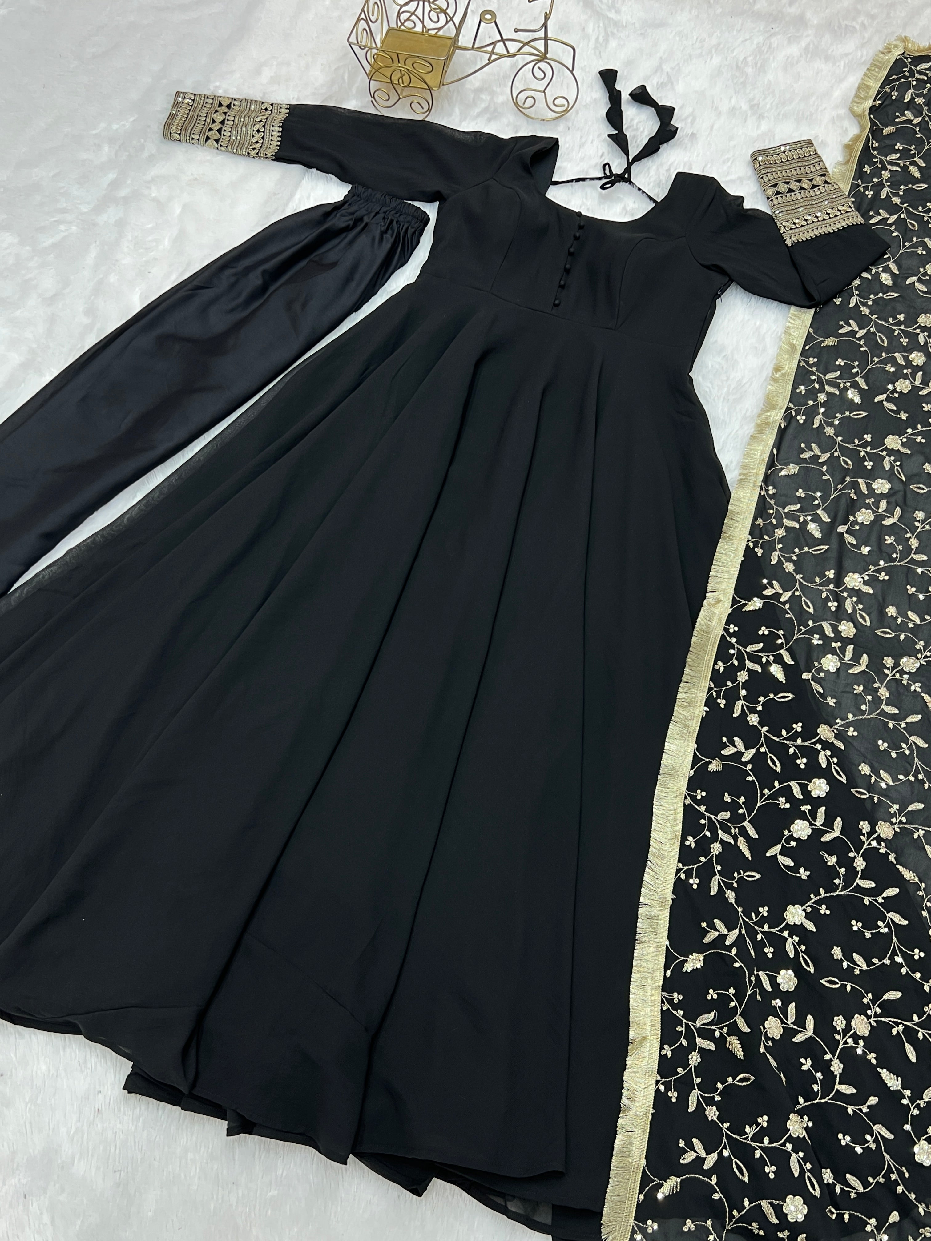 Designer Party Wear Anarkali Gown Pent And Dupatta
