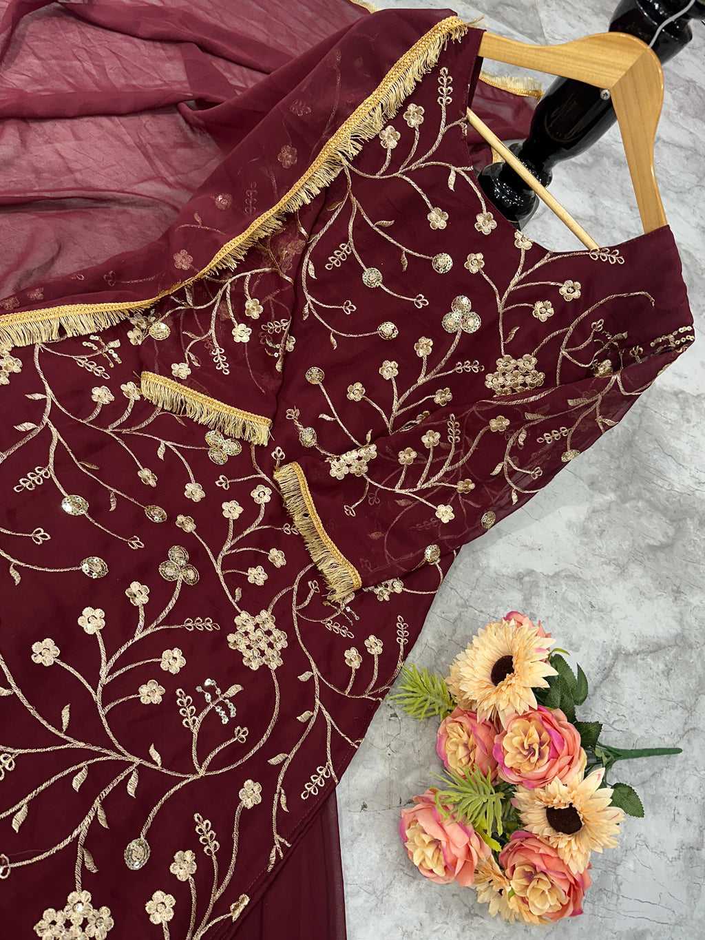 Beautiful Party Wear Look Top And Lehenga With Dupatta