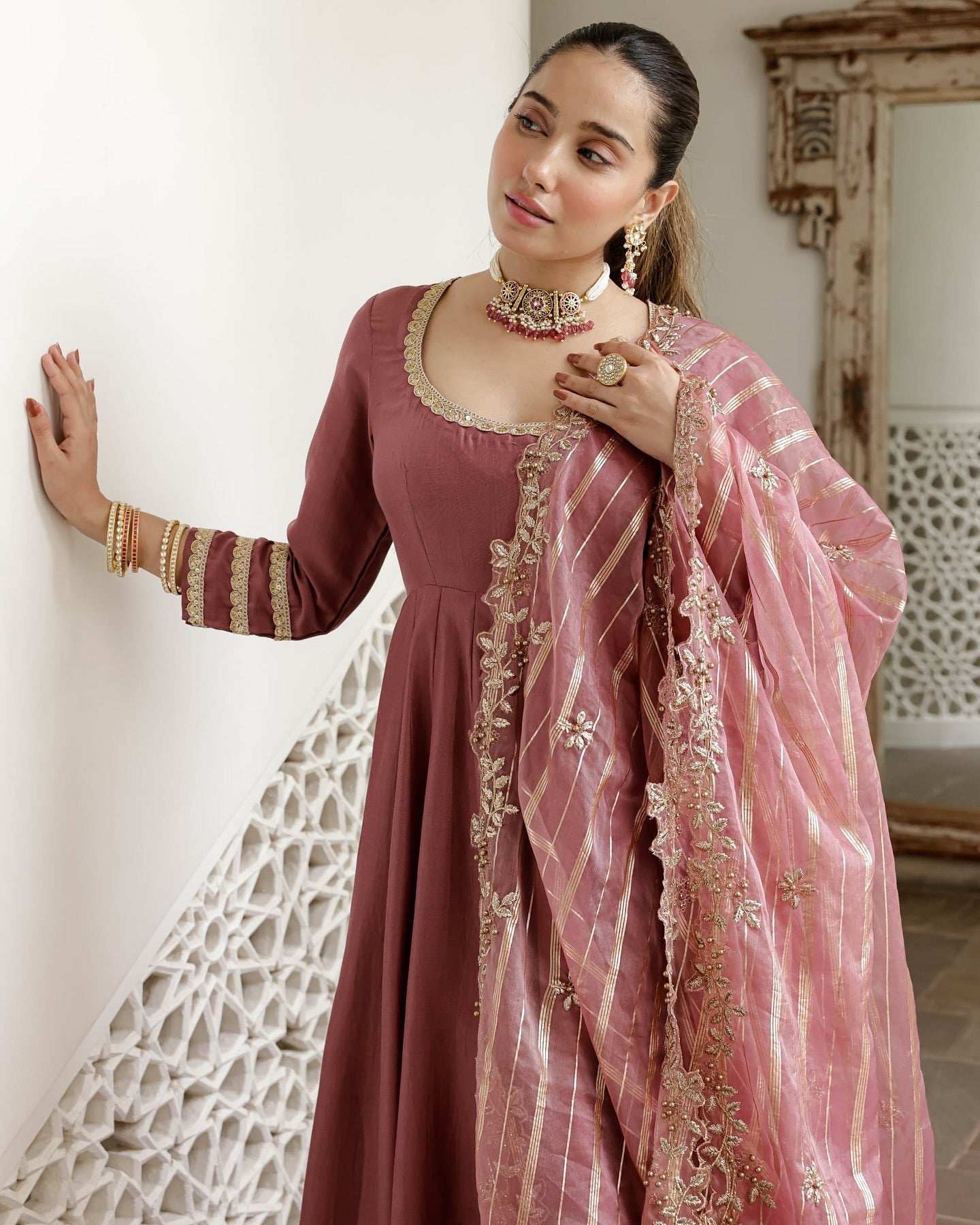 Designer Top-Bottom And Dupatta With Embroidery Work