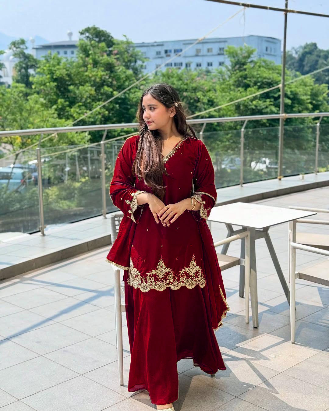 Beautiful Party Wear Top Plazzo And Dupatta
