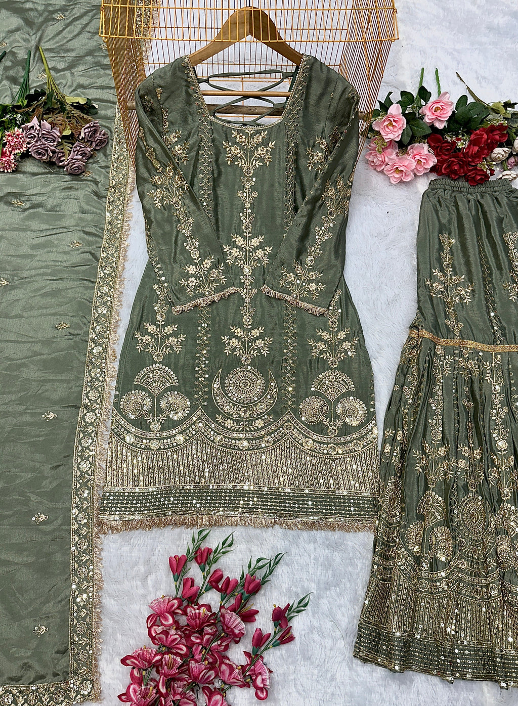 Beautiful Party Wear Top Plazzo And Fancy Dupatta