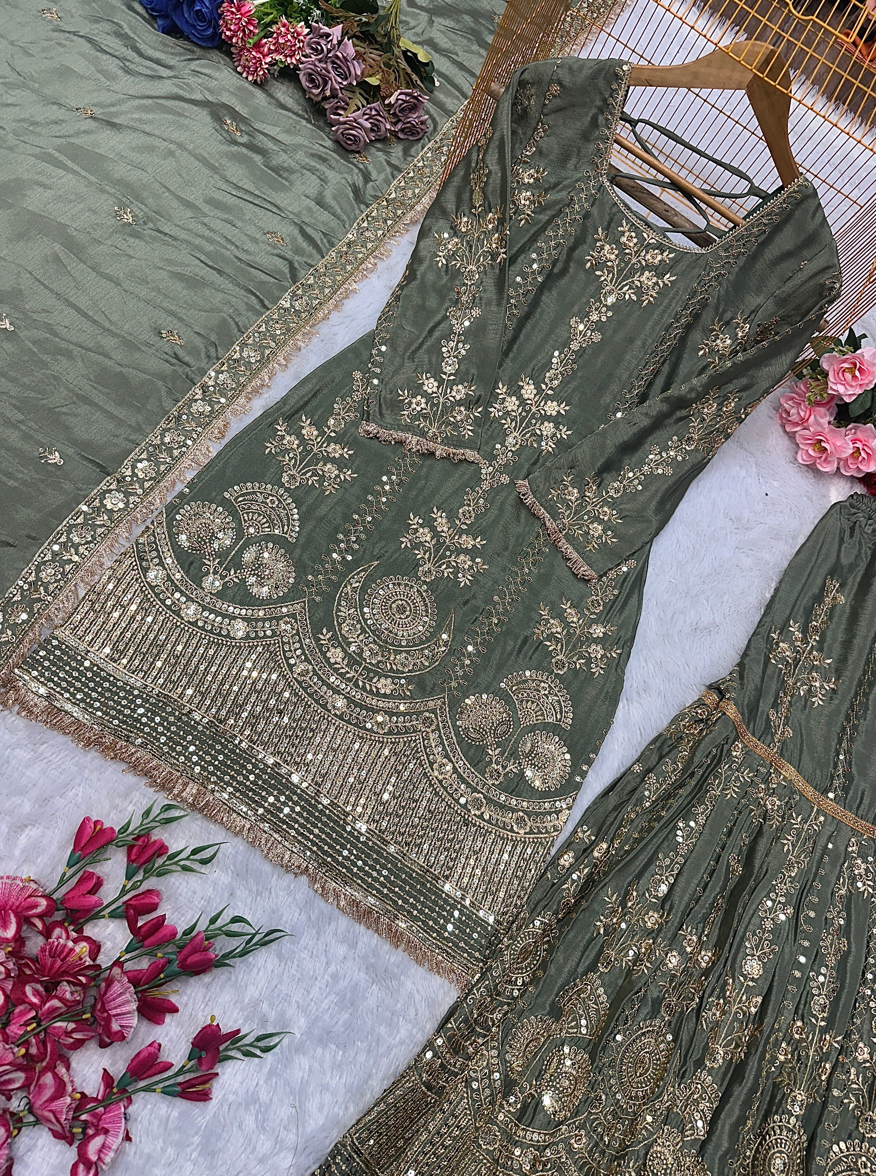 Beautiful Party Wear Top Plazzo And Fancy Dupatta