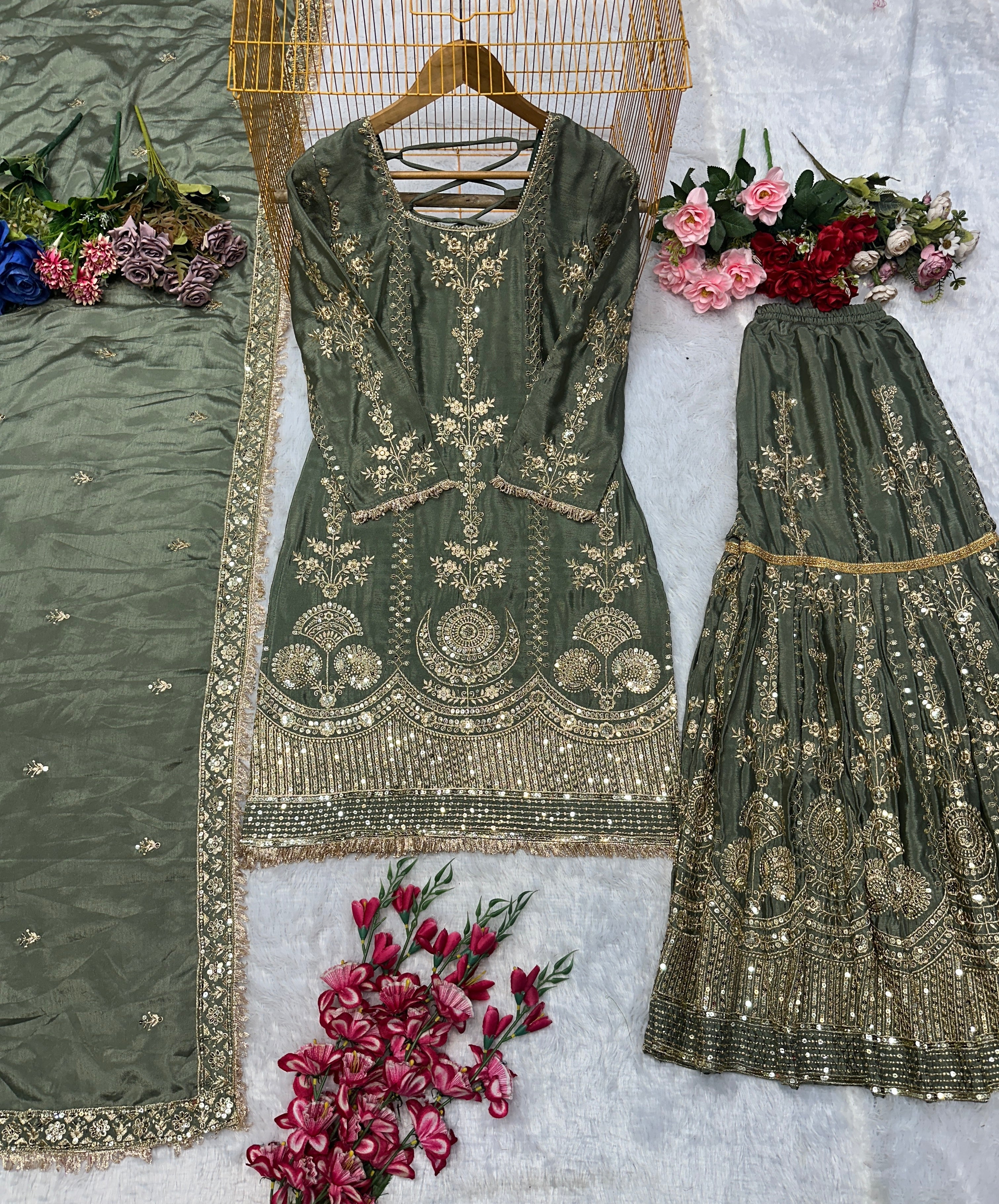 Beautiful Party Wear Top Plazzo And Fancy Dupatta