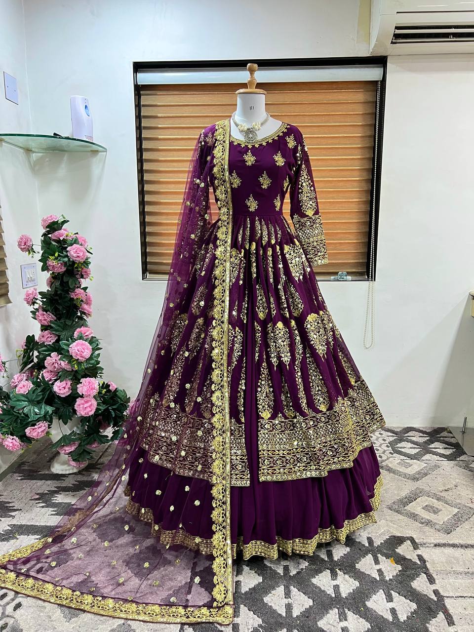 Designer Party Wear Look Gown With Bottom And Dupatta