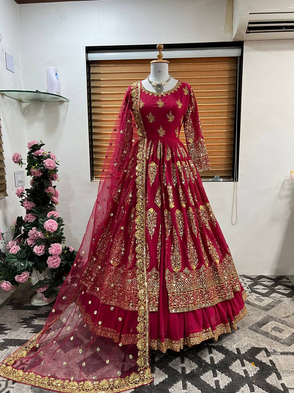 Designer Party Wear Look Gown With Bottom And Dupatta