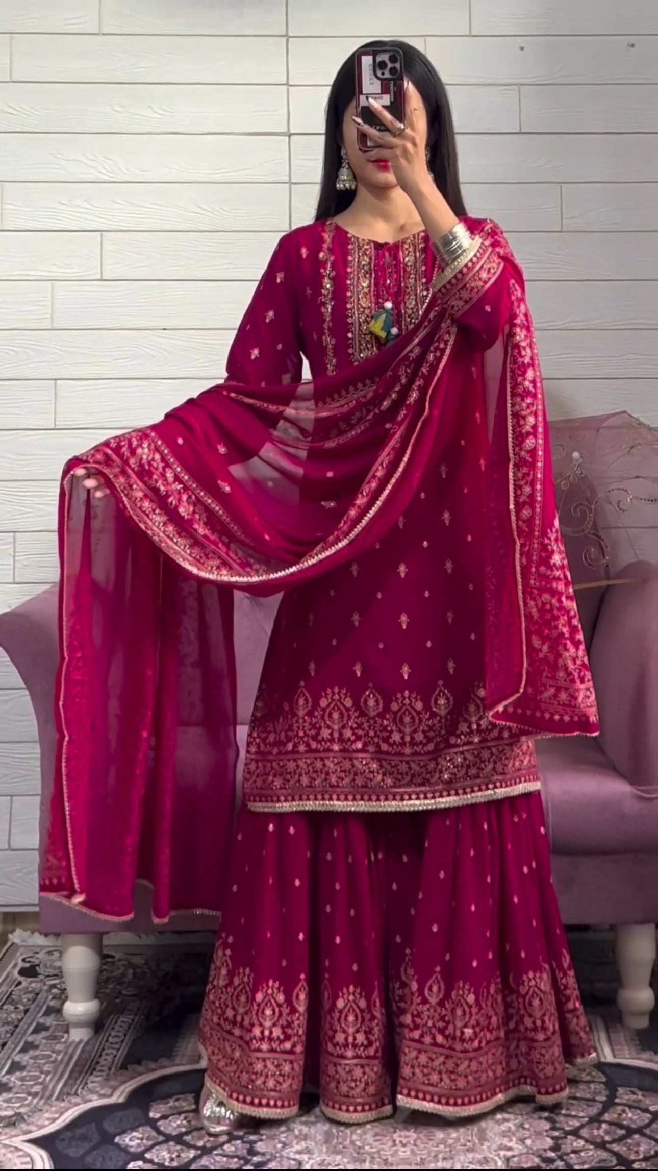 Designer Party Wear Look Fancy Top-Dupatta And Sharara