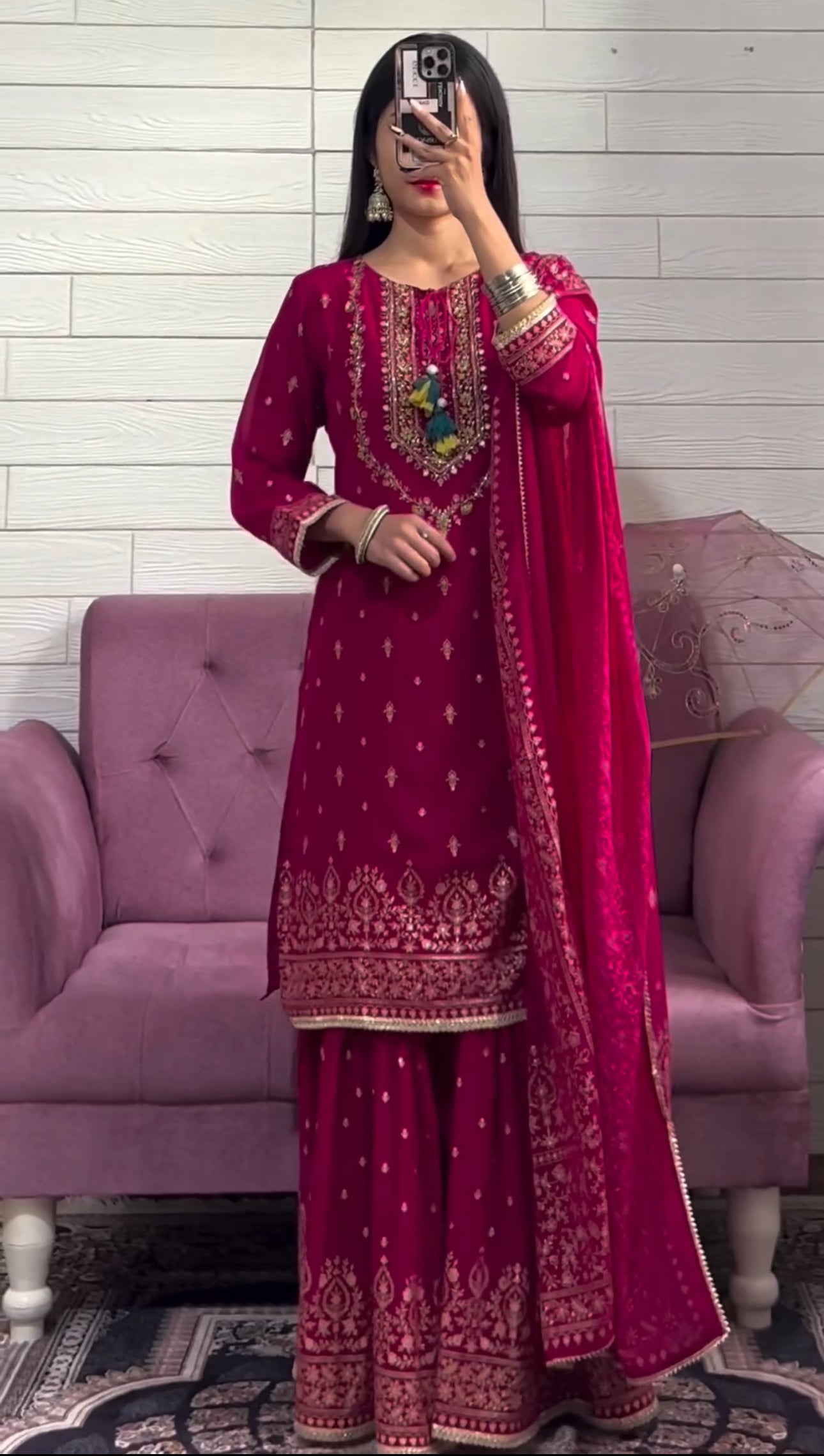 Designer Party Wear Look Fancy Top-Dupatta And Sharara