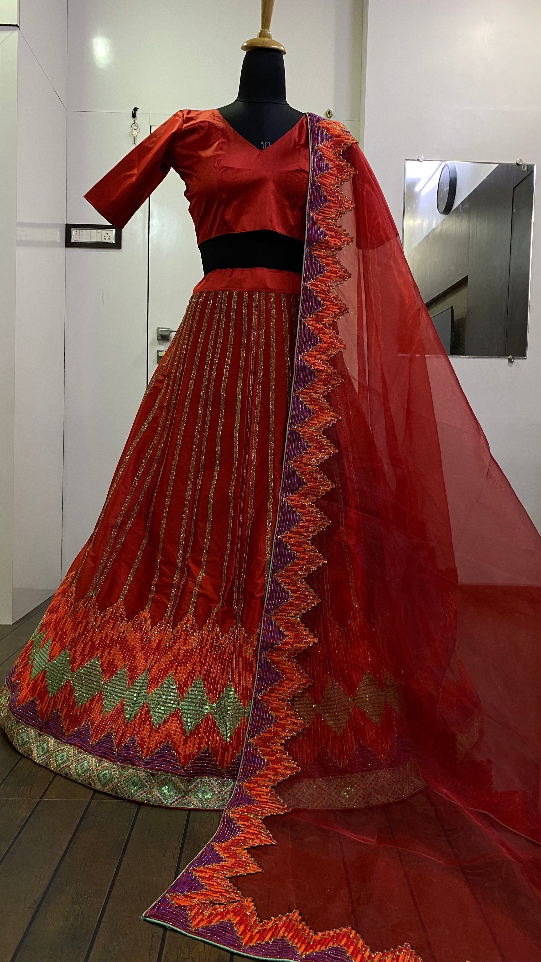 Beautiful Lehenga Choli With Sequence, Zari & Thread Work