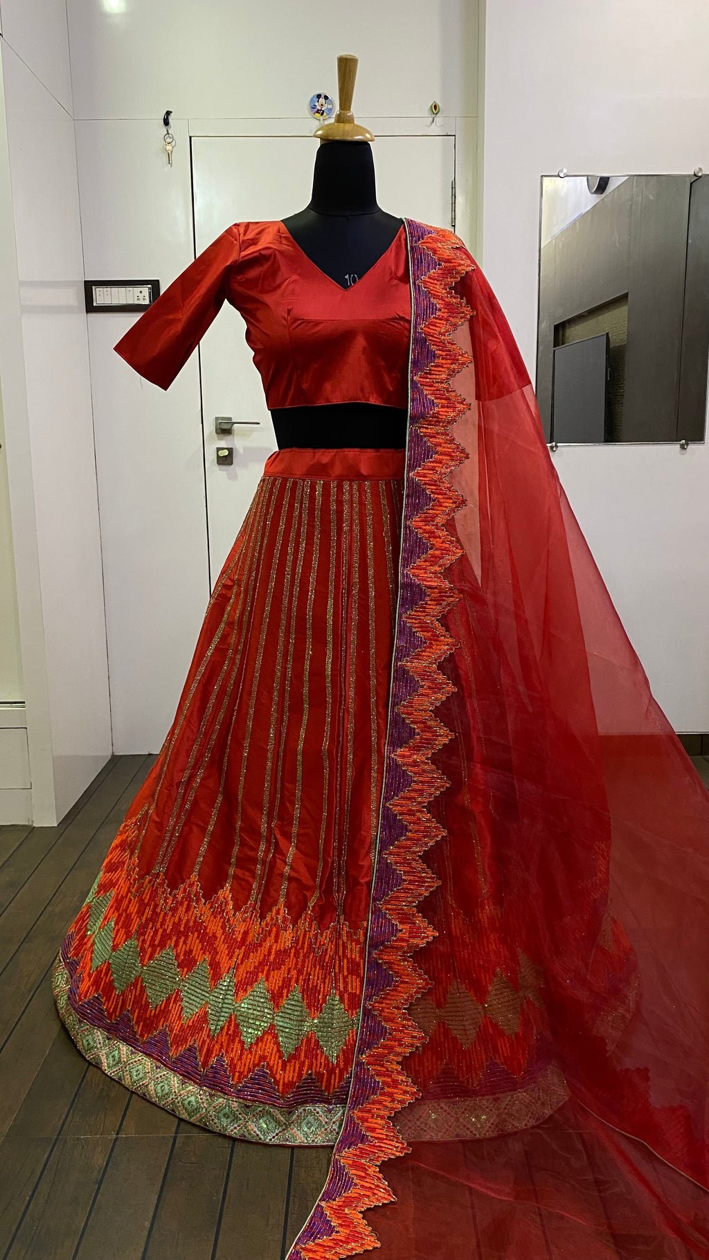 Beautiful Lehenga Choli With Sequence, Zari & Thread Work
