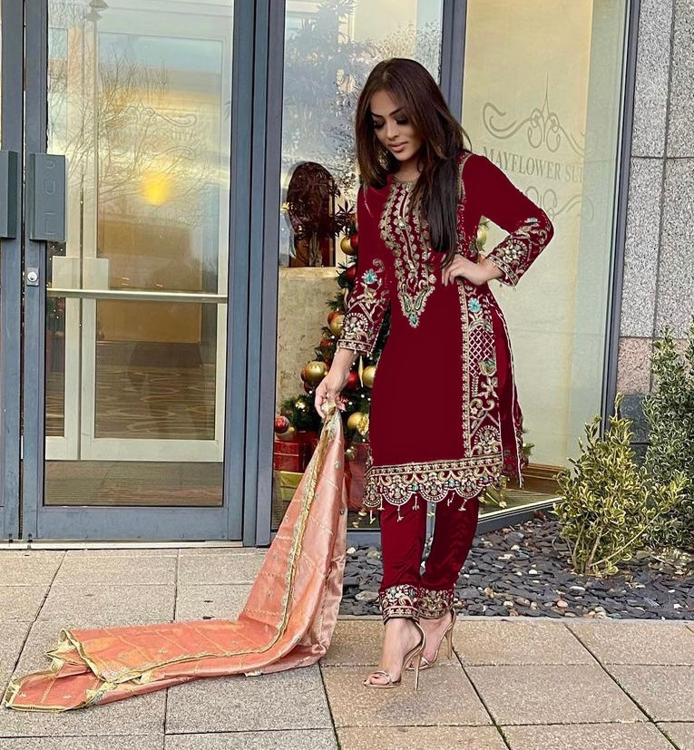Designer Party Wear Look Top-Dupatta And Bottom