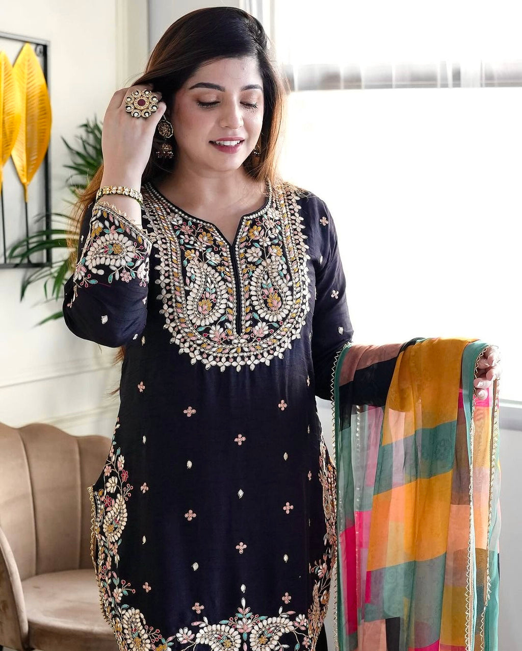 Beautiful Party Wear Top And Bottom With Dupatta