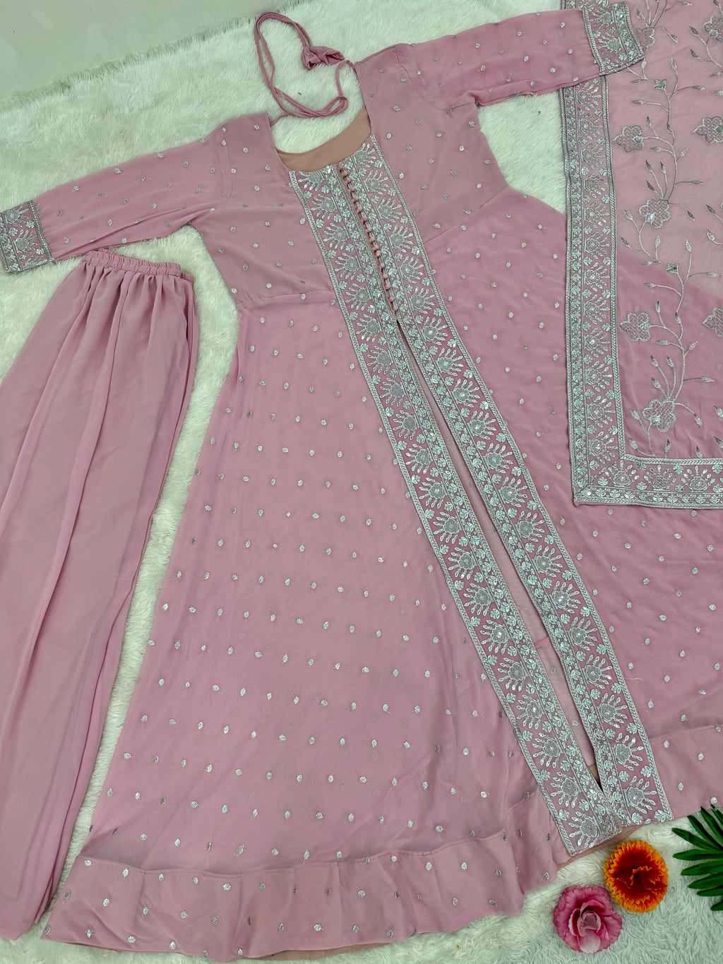 Beautiful Party Wear Top Sharara And Dupatta With Embroidery Work