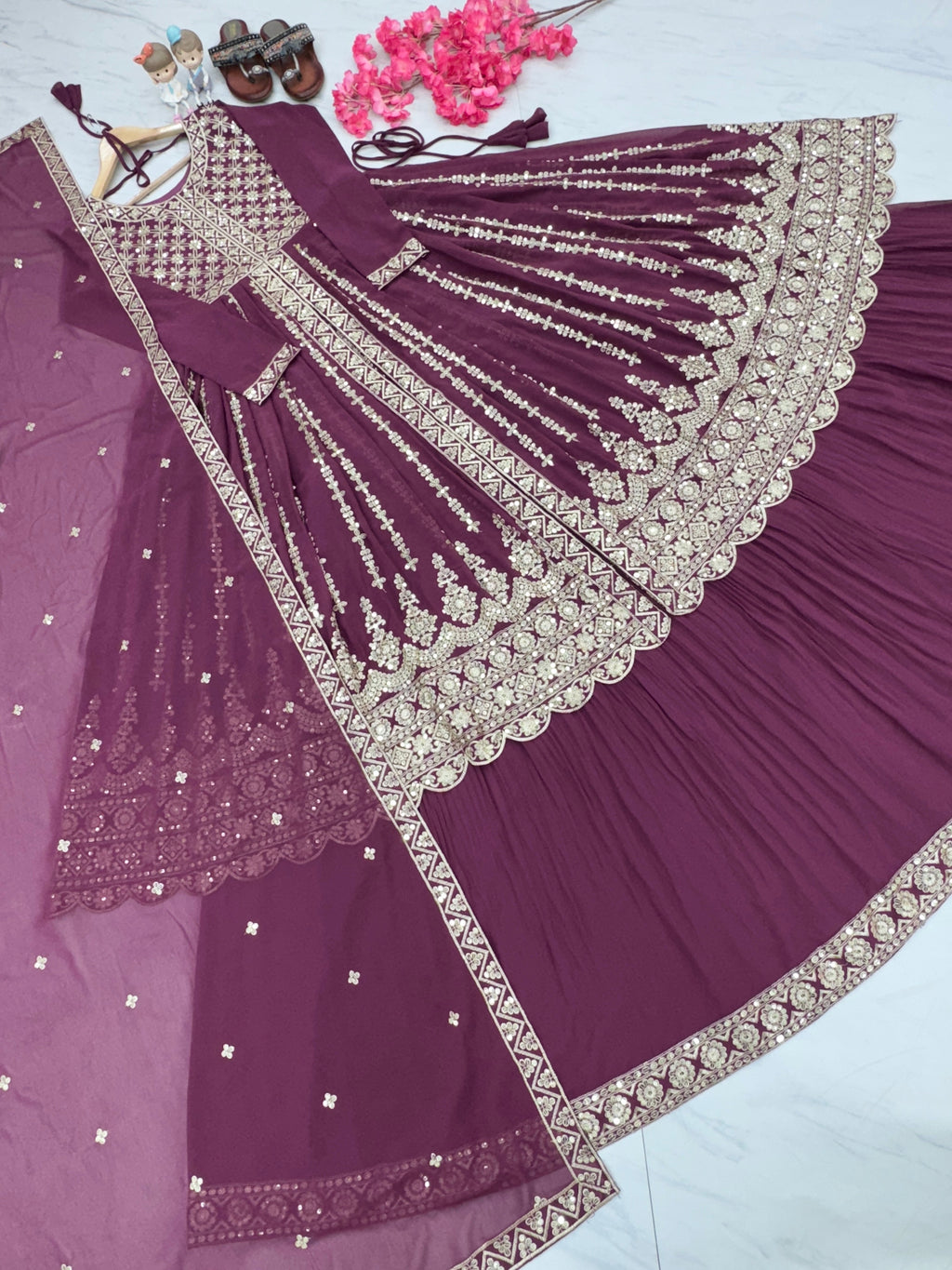 Designer Party Wear Look Heavy Faux Georgette Top Lehenga & Dupatta Set