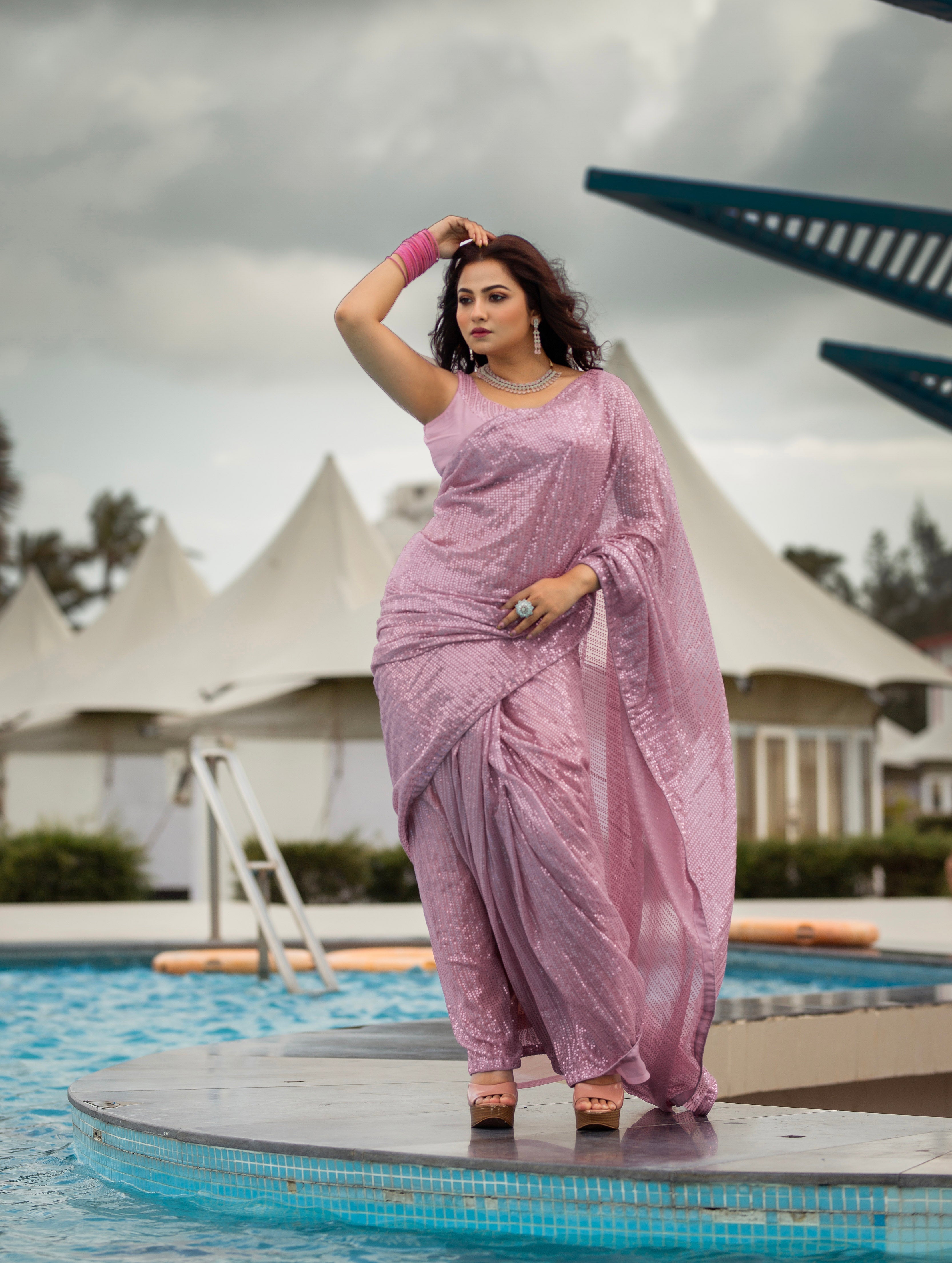 Party Wear Designer Saree With Sequence Work