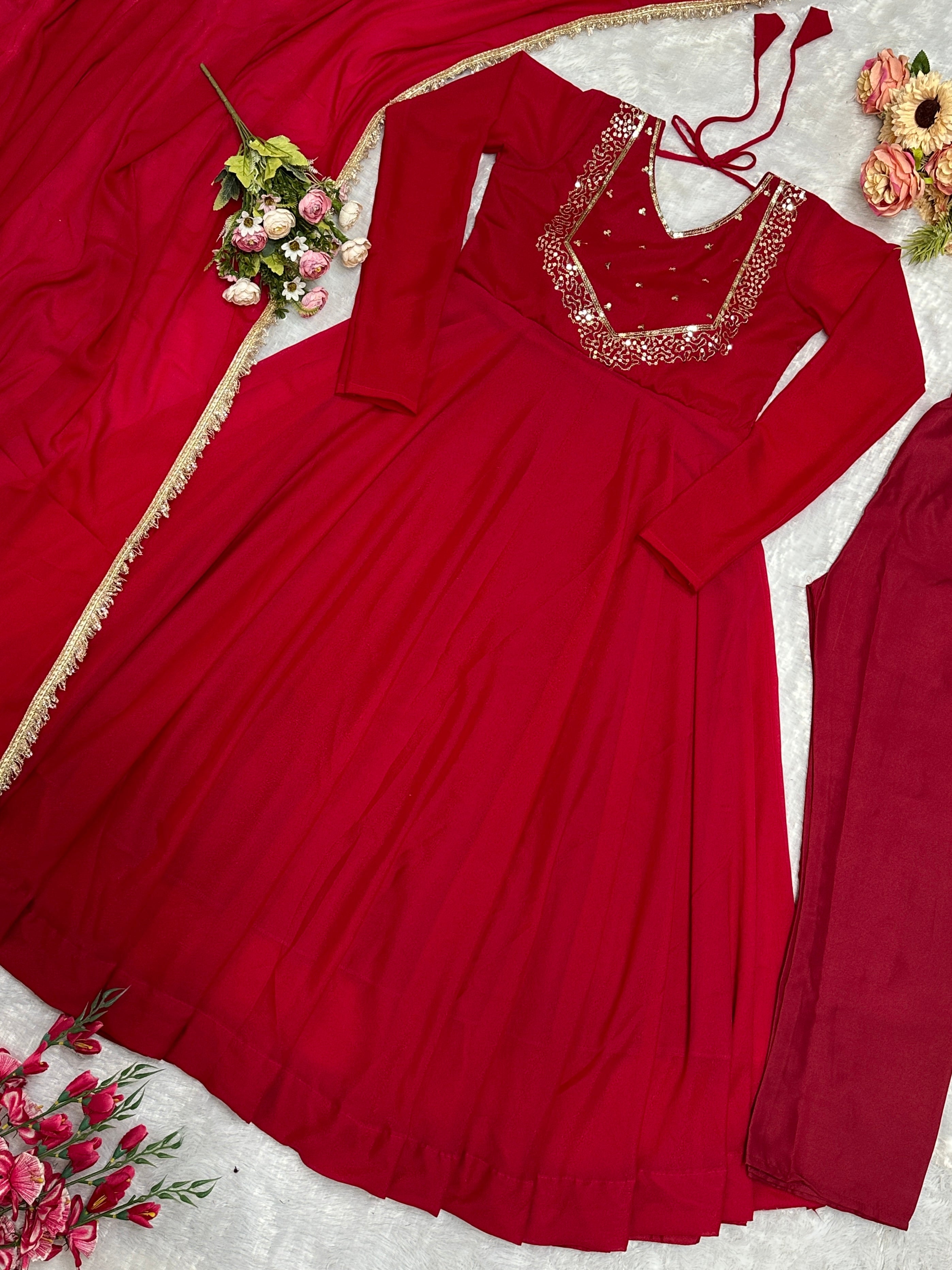 Designer Party Wear Gown And Pent And Dupatta