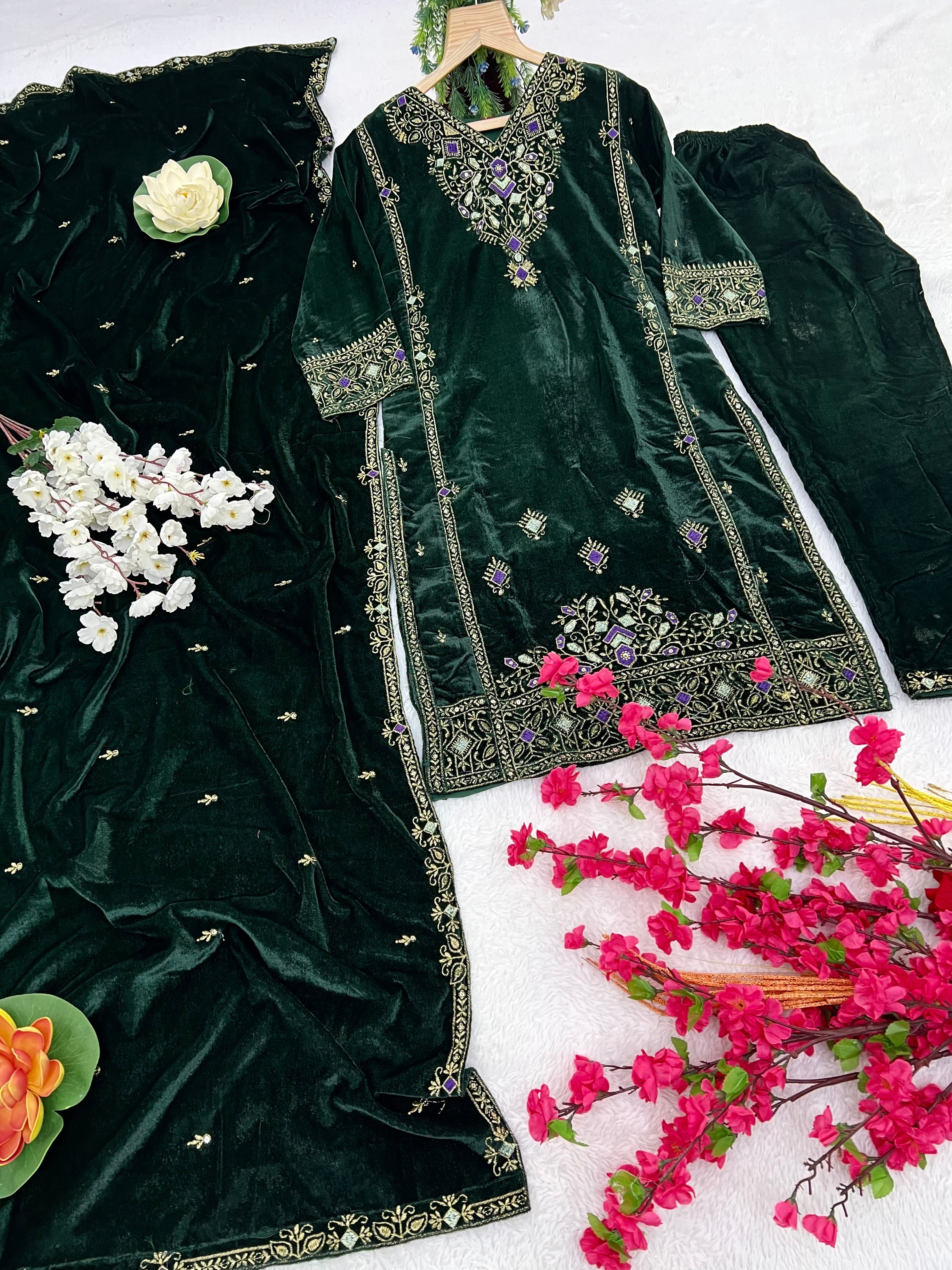 पार्टी वियर डिज़ाइनर टॉप-बॉटम और खूबसूरत दुपट्टा