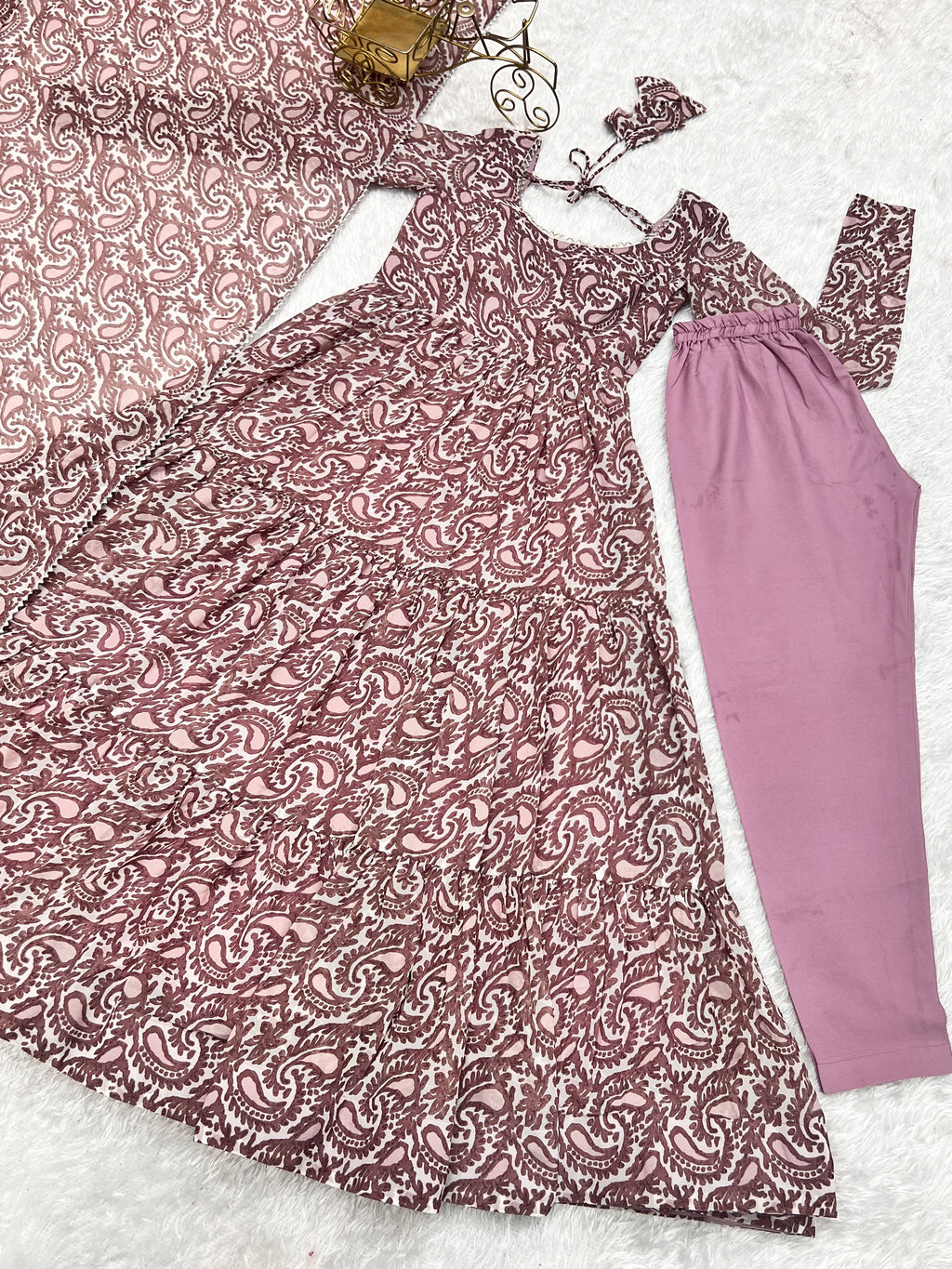 Party Wear Beautiful Anarkali Gown Pent And Dupatta