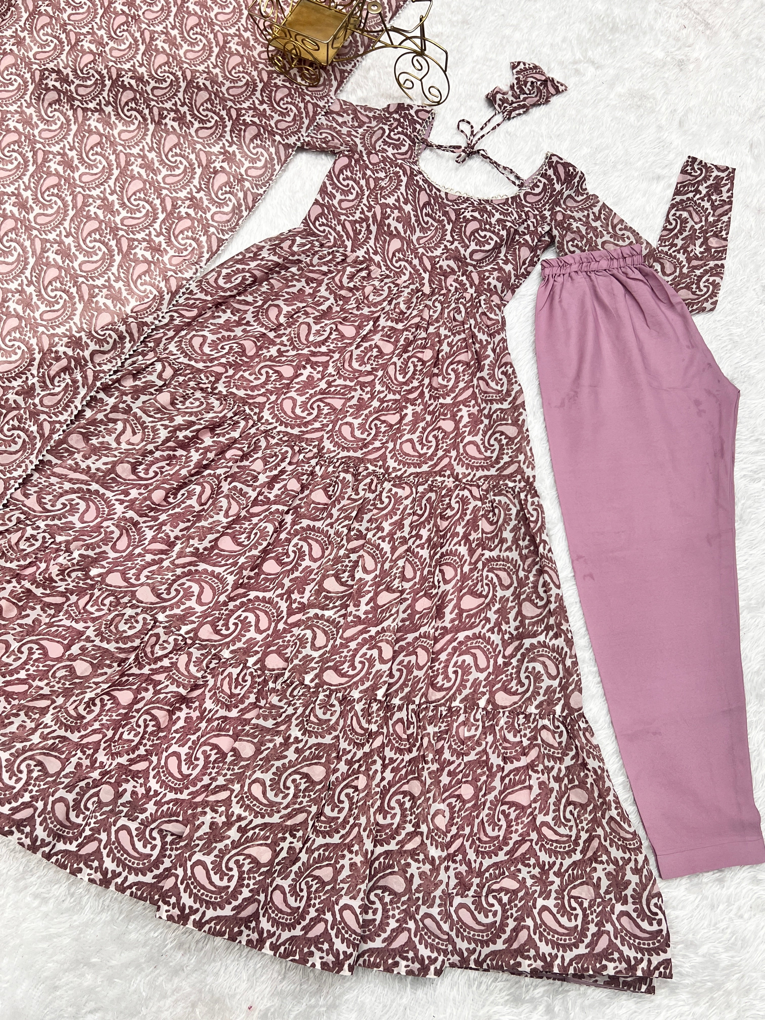 Party Wear Beautiful Anarkali Gown Pent And Dupatta