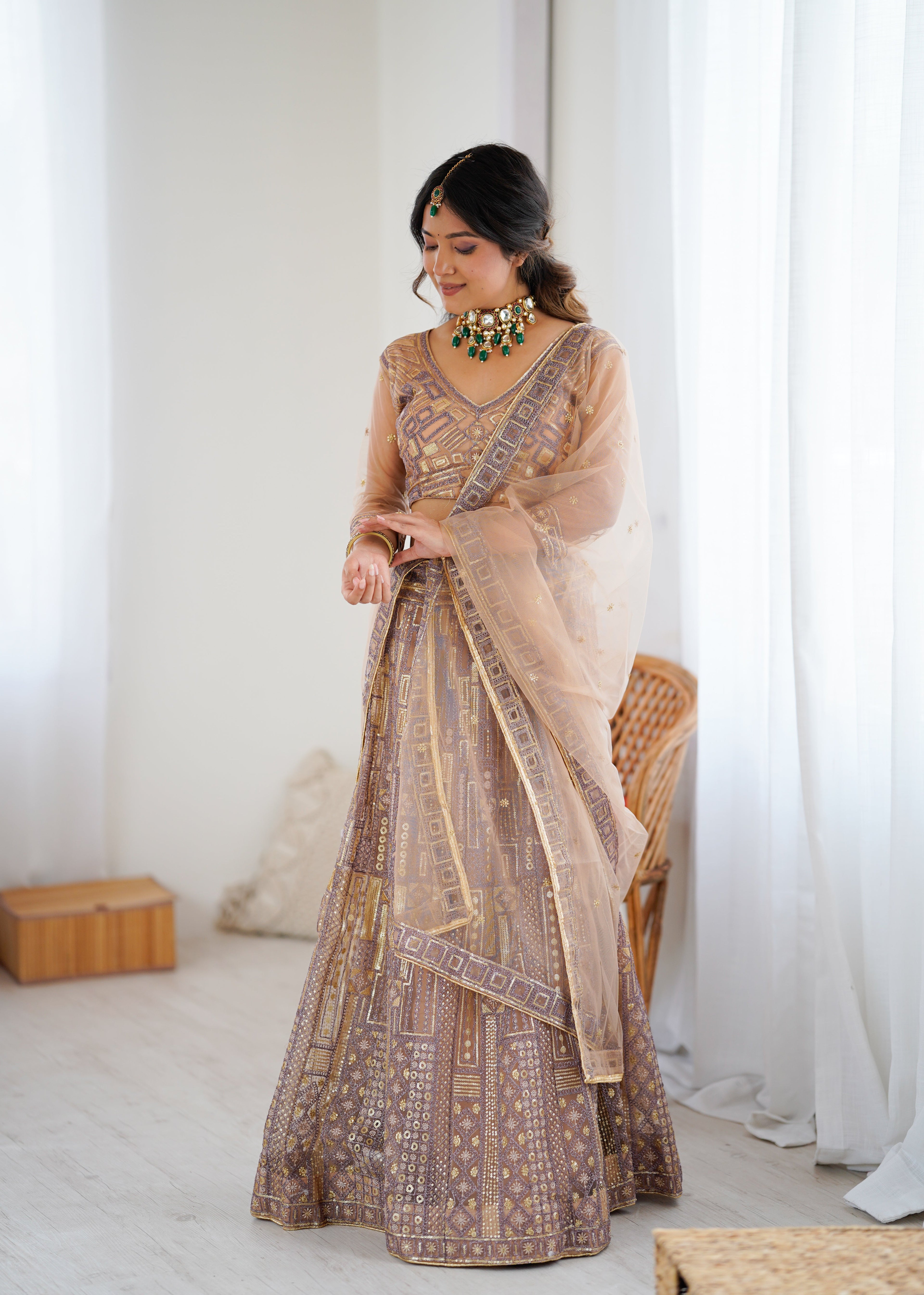 Beautiful Lehenga Choli With Embroidery And Sequins Work