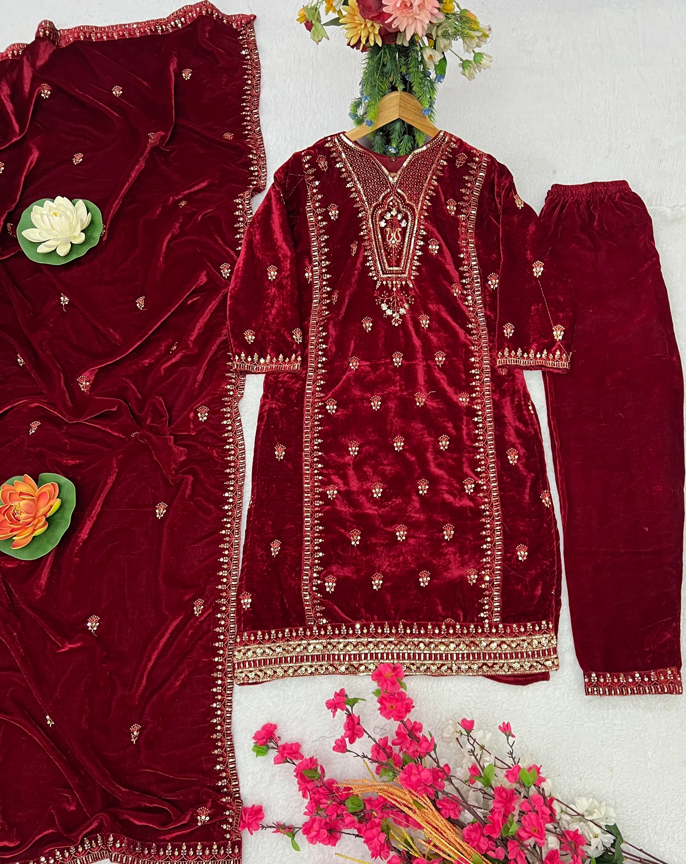 डिज़ाइनर पार्टी वियर टॉप-बॉटम और खूबसूरत दुपट्टा