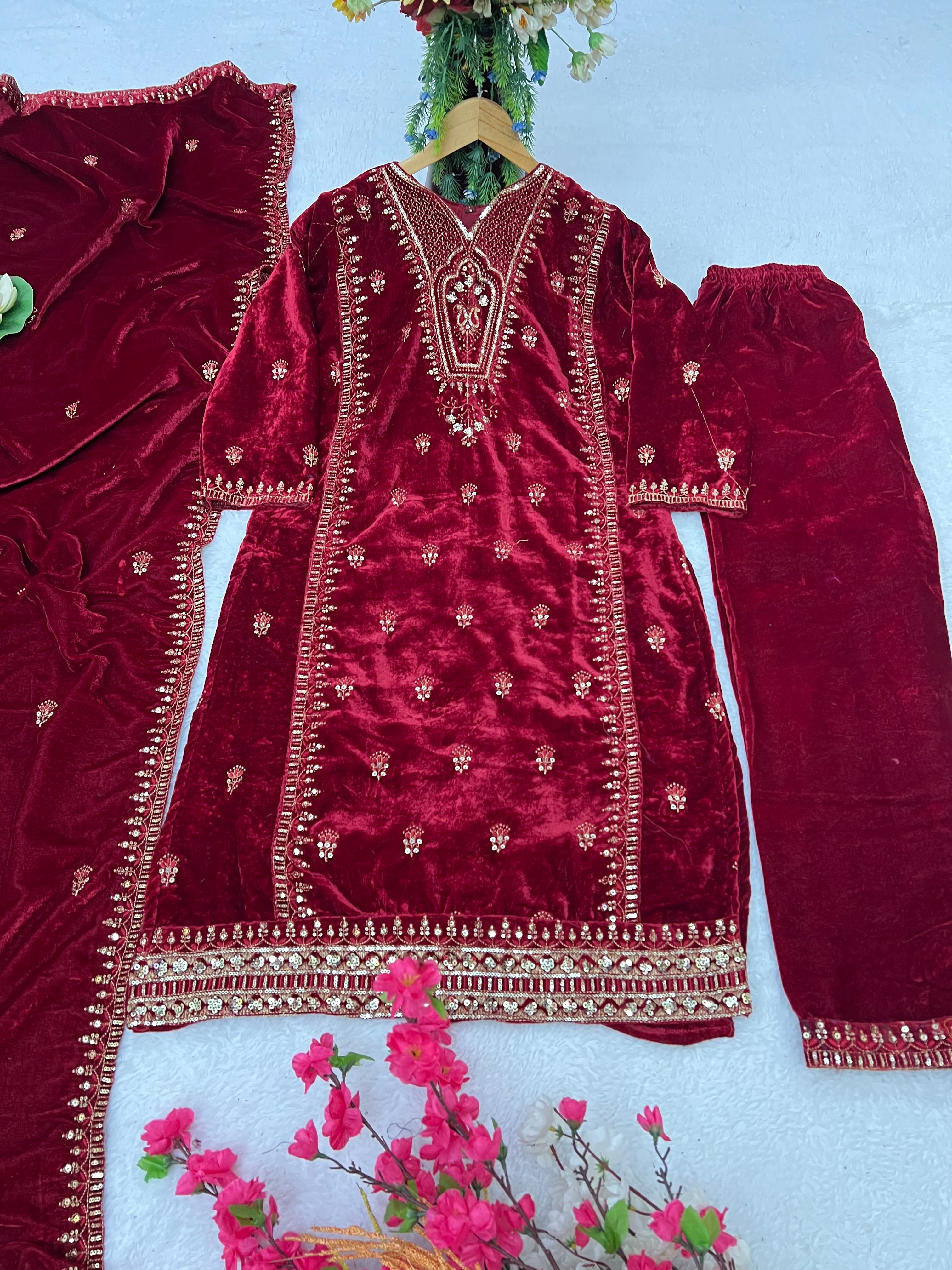 पार्टी वियर डिज़ाइनर टॉप-बॉटम और खूबसूरत दुपट्टा