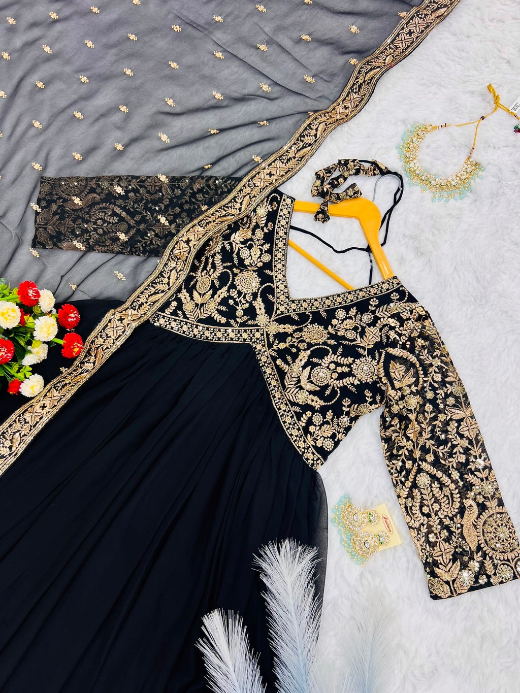Designer Party Wear Anarkali Gown And Pent With Dupatta