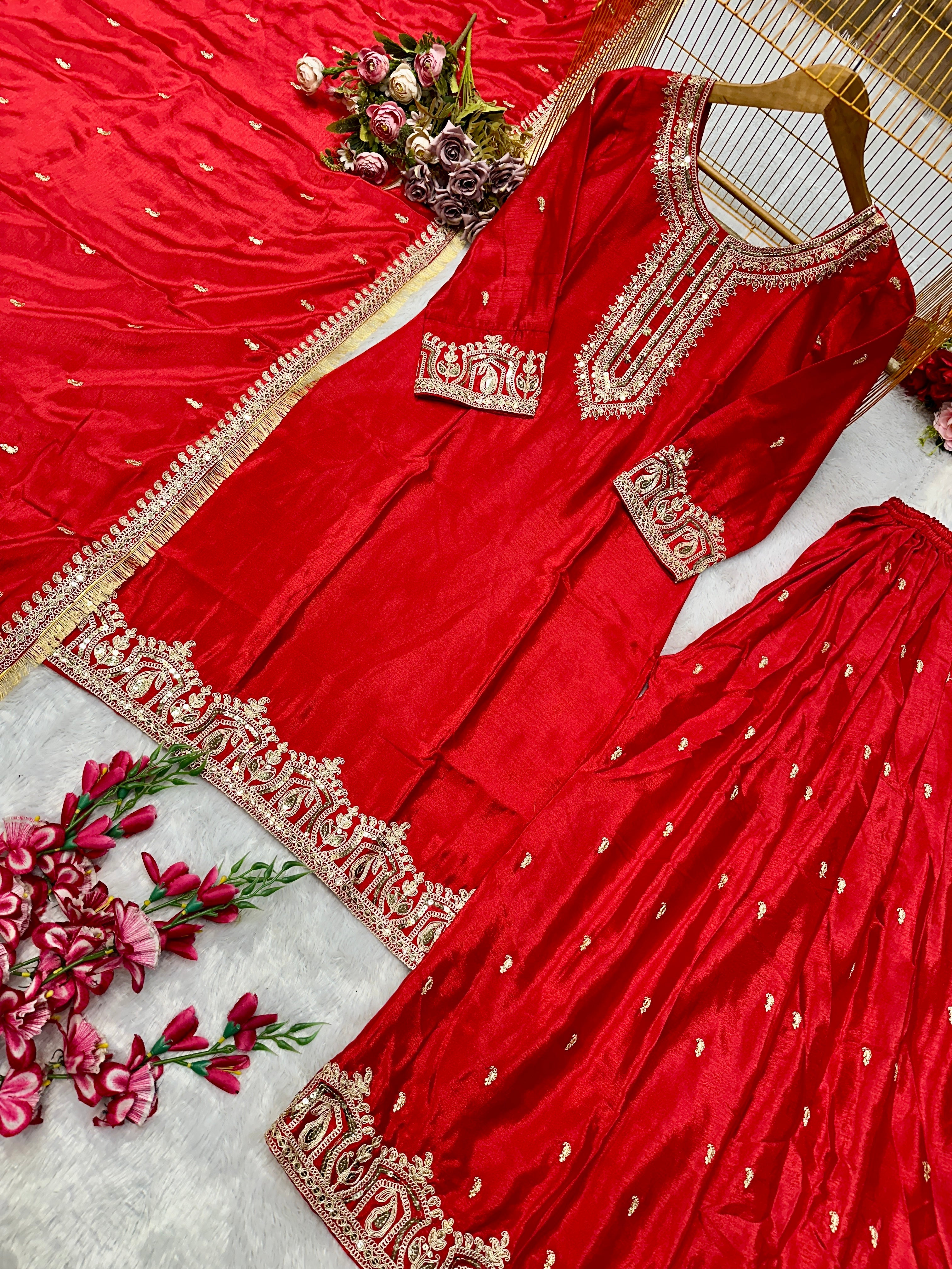 पार्टी वियर डिज़ाइनर सूट बॉटम और खूबसूरत दुपट्टा