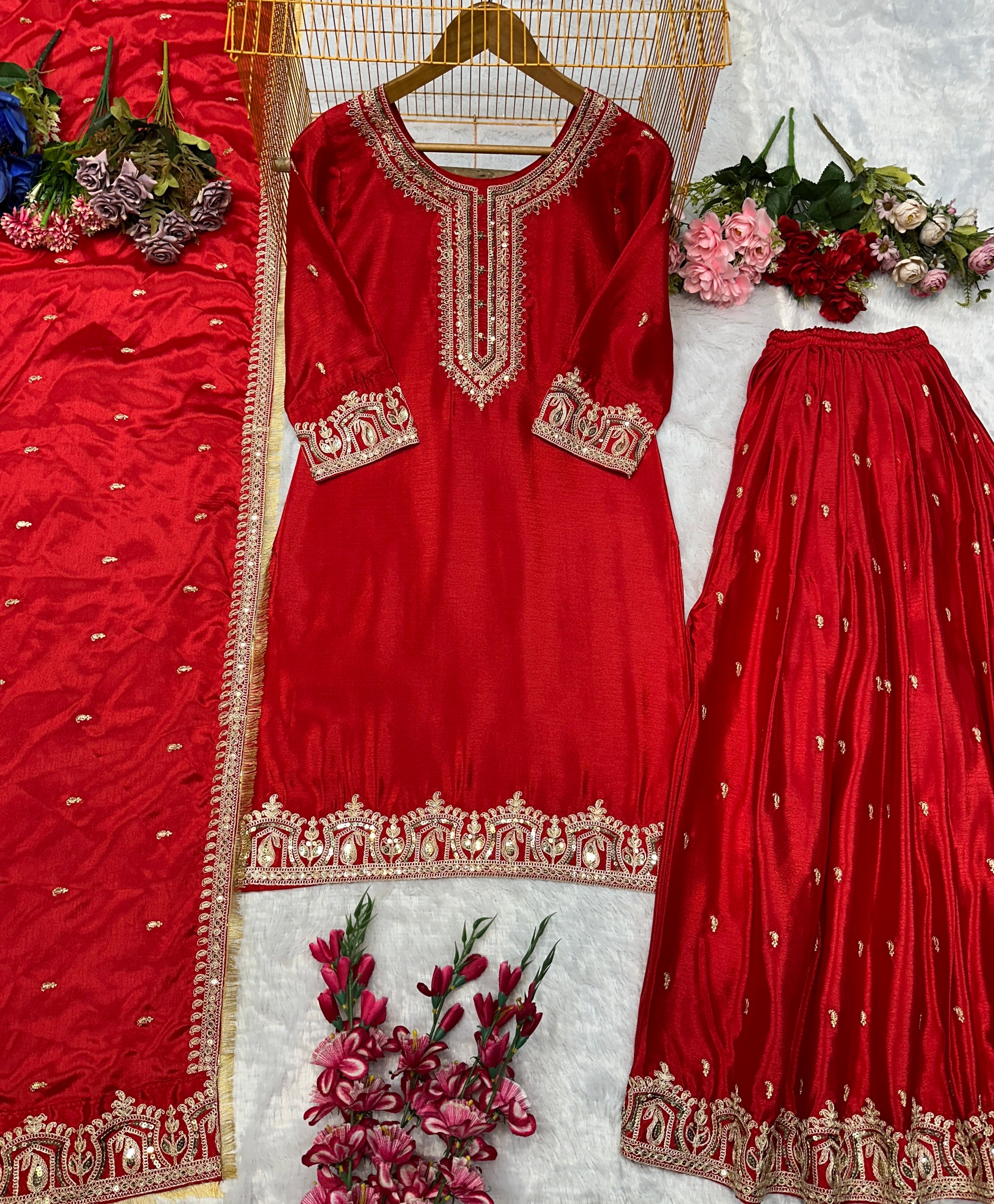 पार्टी वियर डिज़ाइनर सूट बॉटम और खूबसूरत दुपट्टा