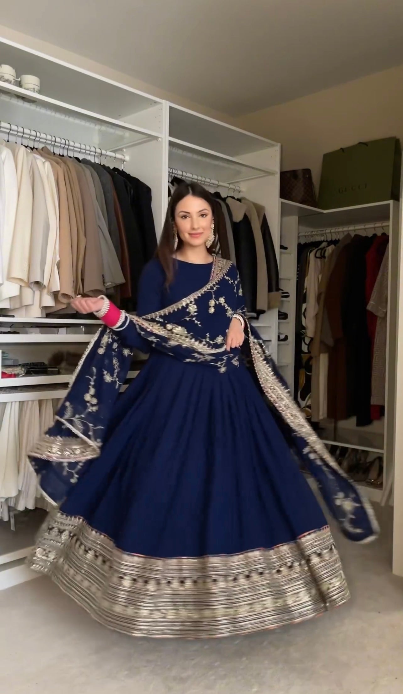 Designer Party Wear Look Full Heavy Embroidery Sequence Work Gown With Pent And Dupatta