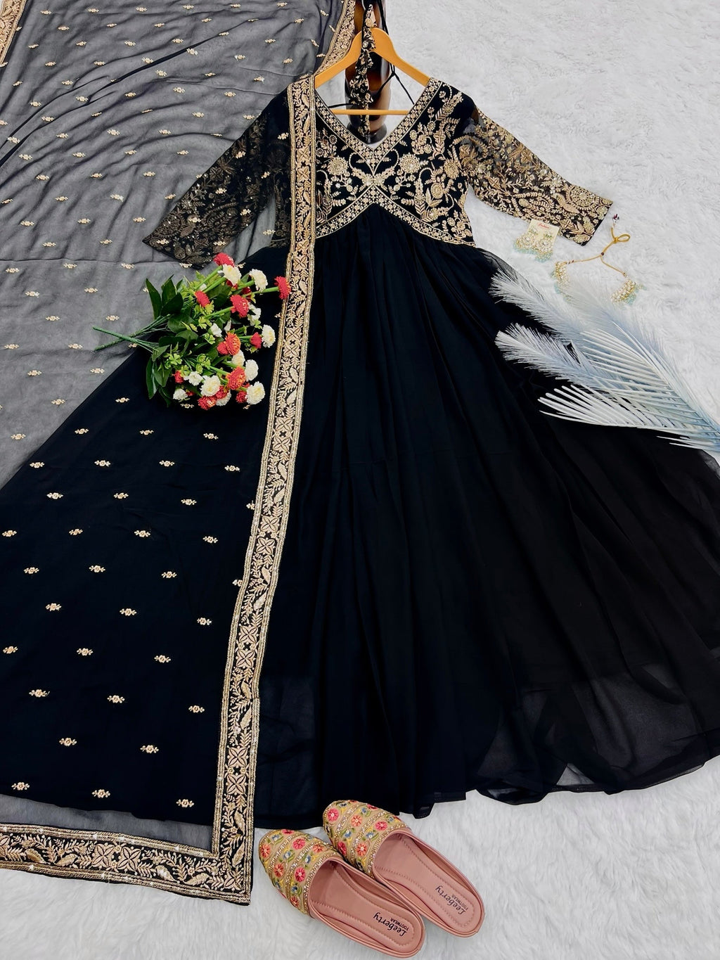 Designer Party Wear Anarkali Gown And Pent With Dupatta