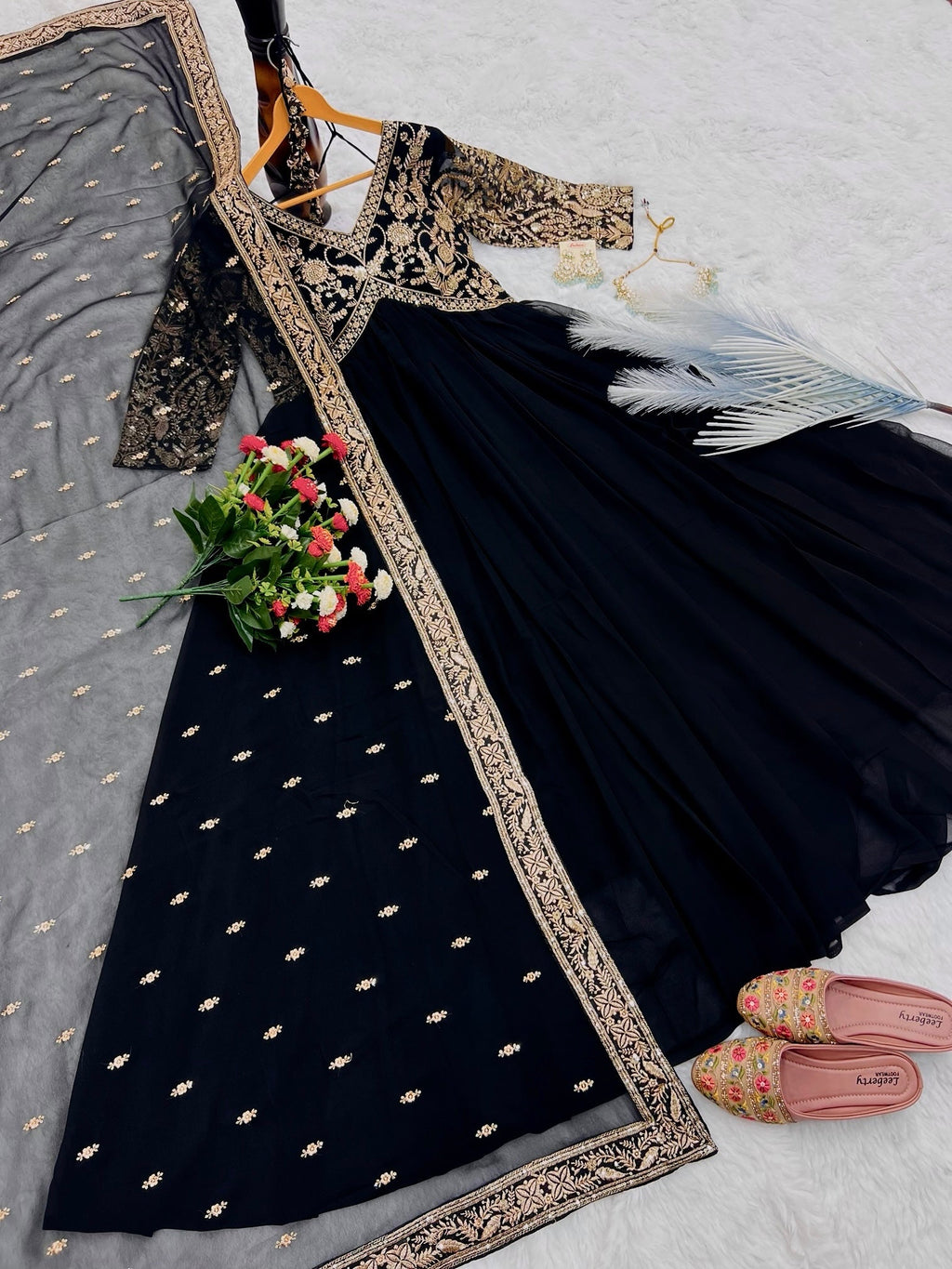 Designer Party Wear Anarkali Gown And Pent With Dupatta
